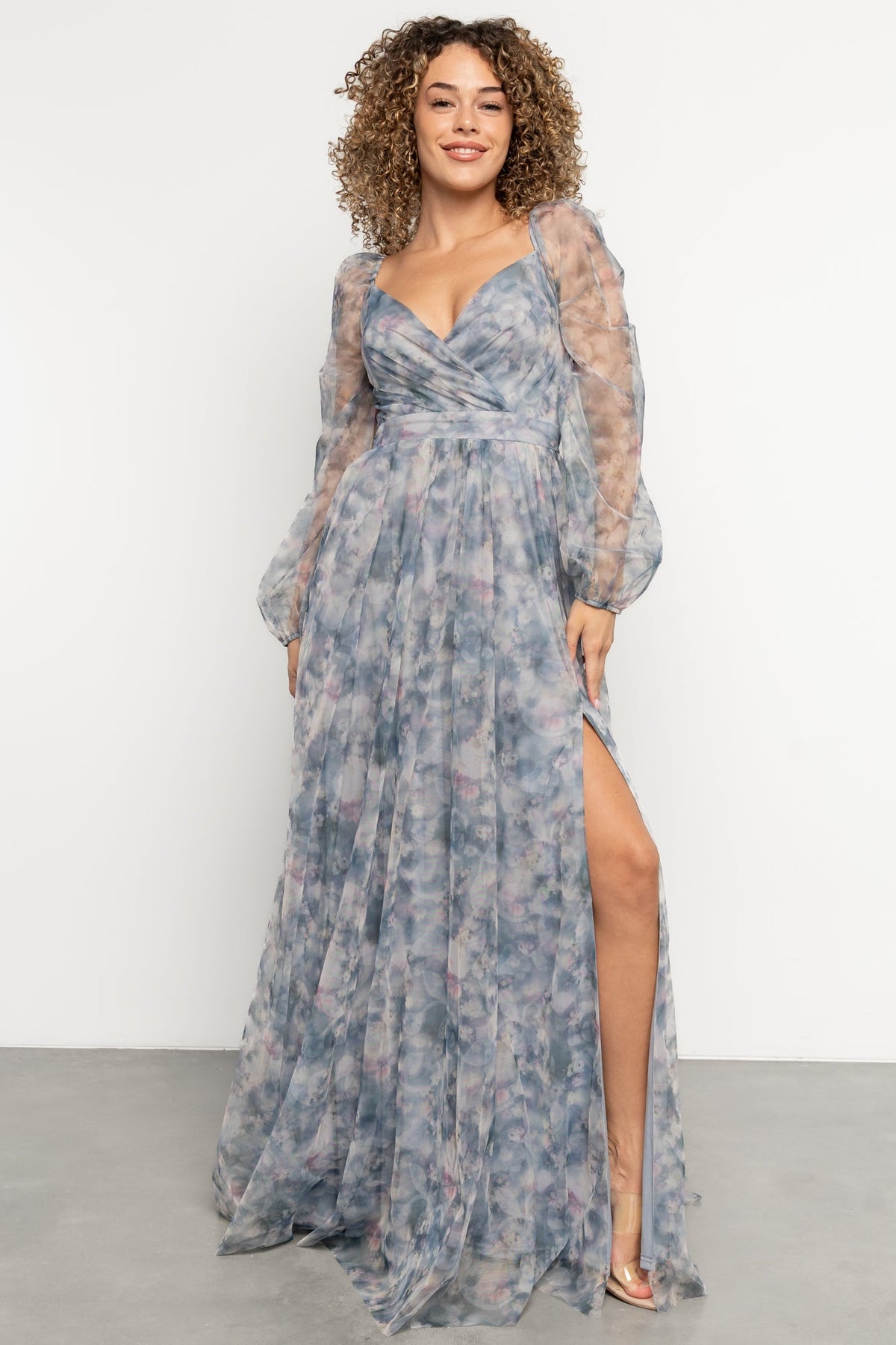 Katara Tulle Maxi Dress | Light Blue Floral Main image