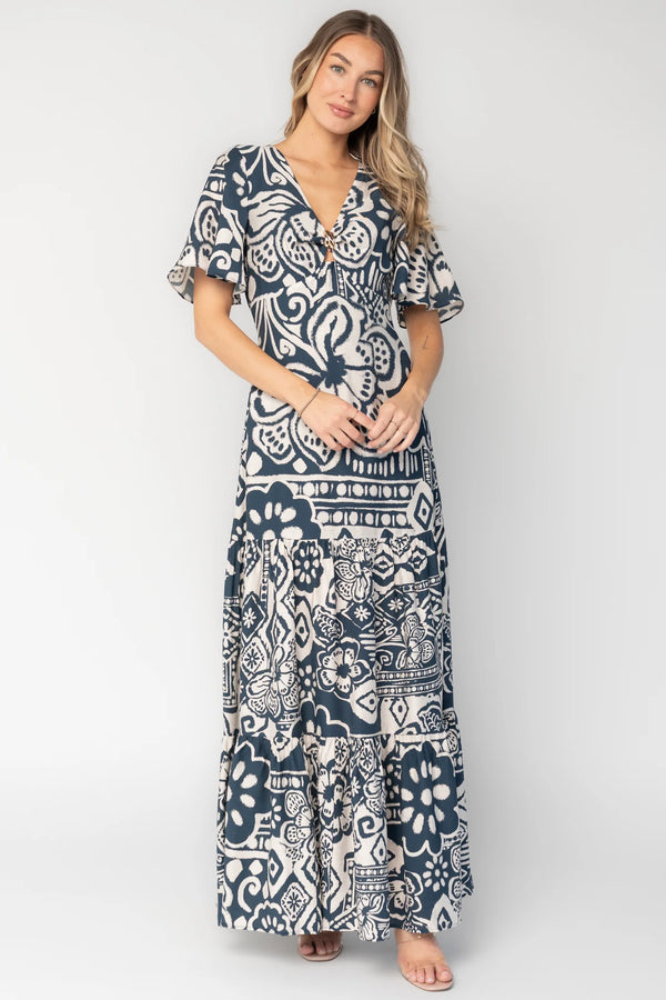 Jules Maxi Dress | Dark Blue Print