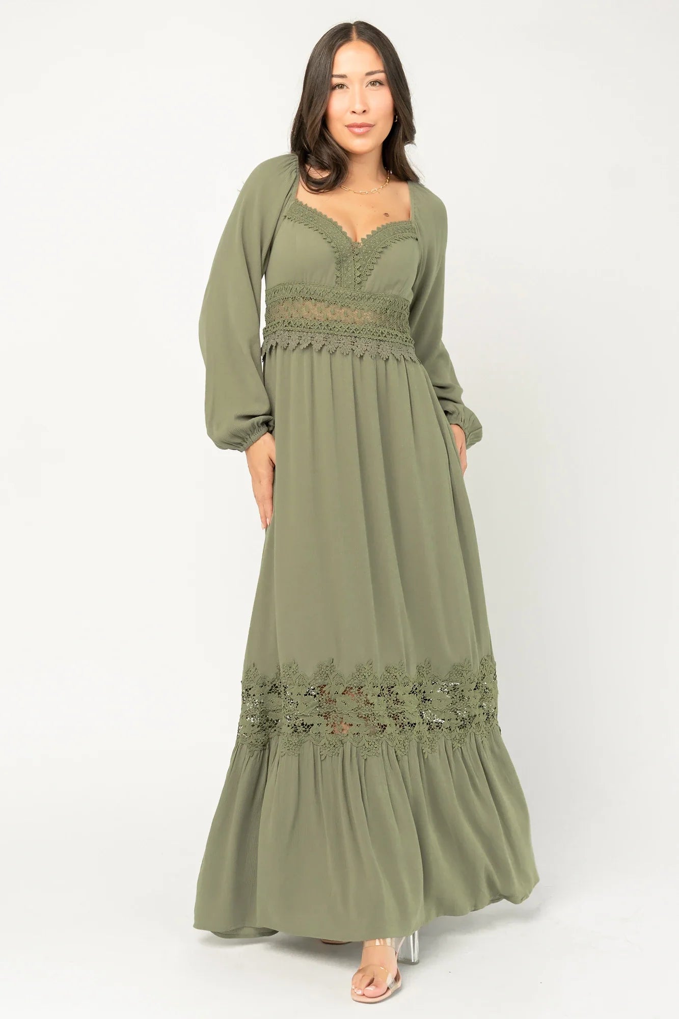 Kristy Boho Lace Maxi Dress | Sage Secondary image