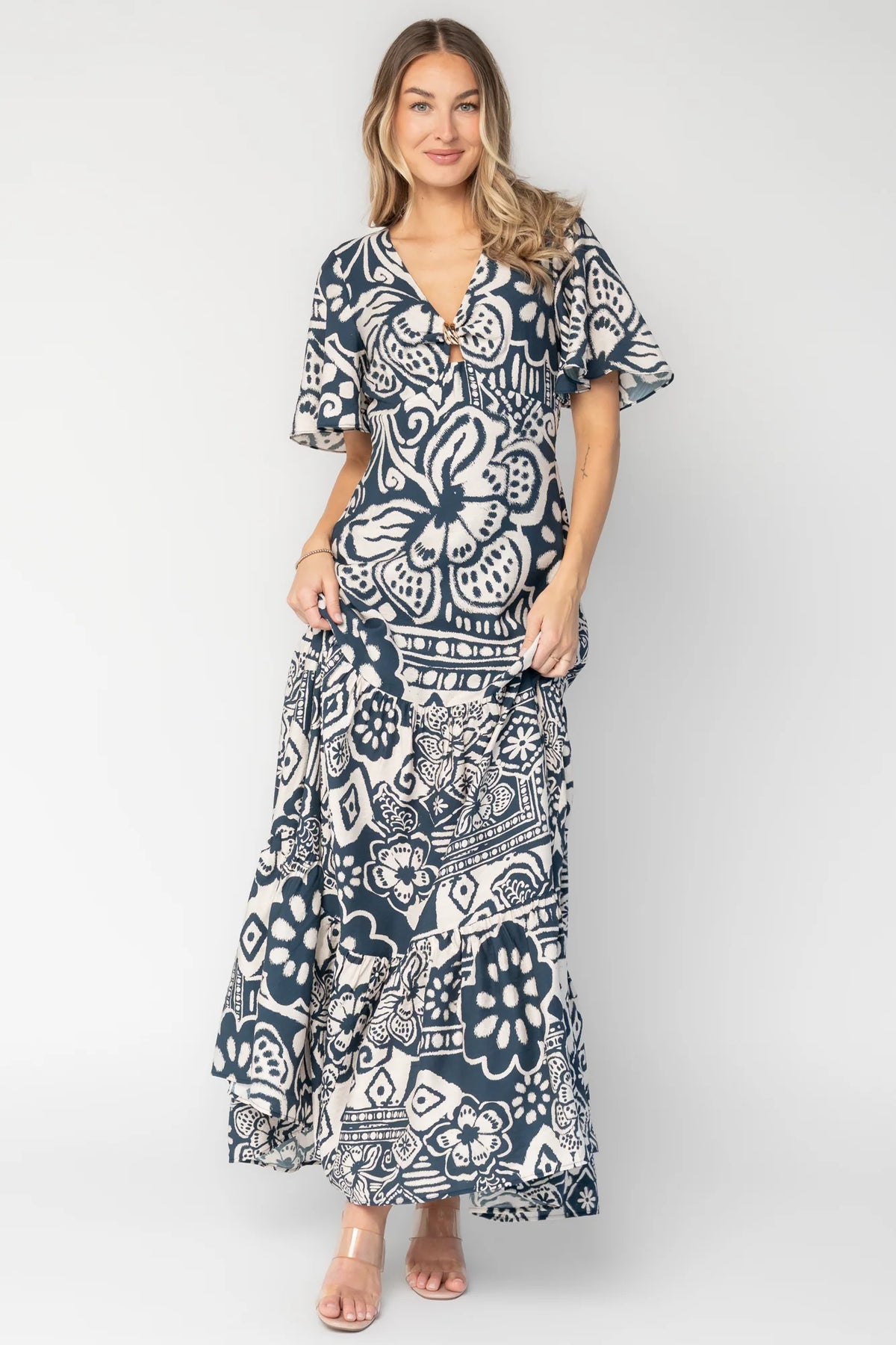 Jules Maxi Dress | Dark Blue Print Main image