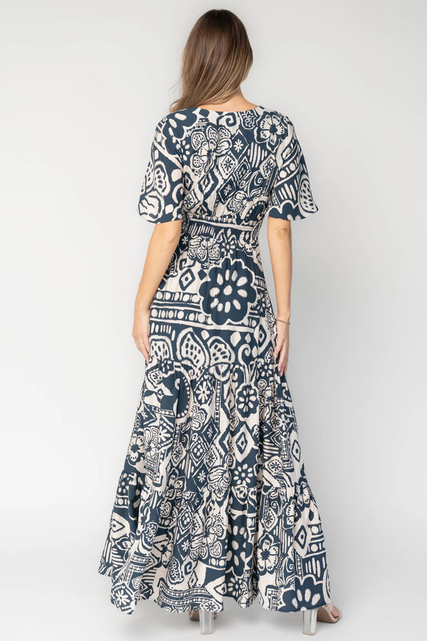 Jules Maxi Dress | Dark Blue Print