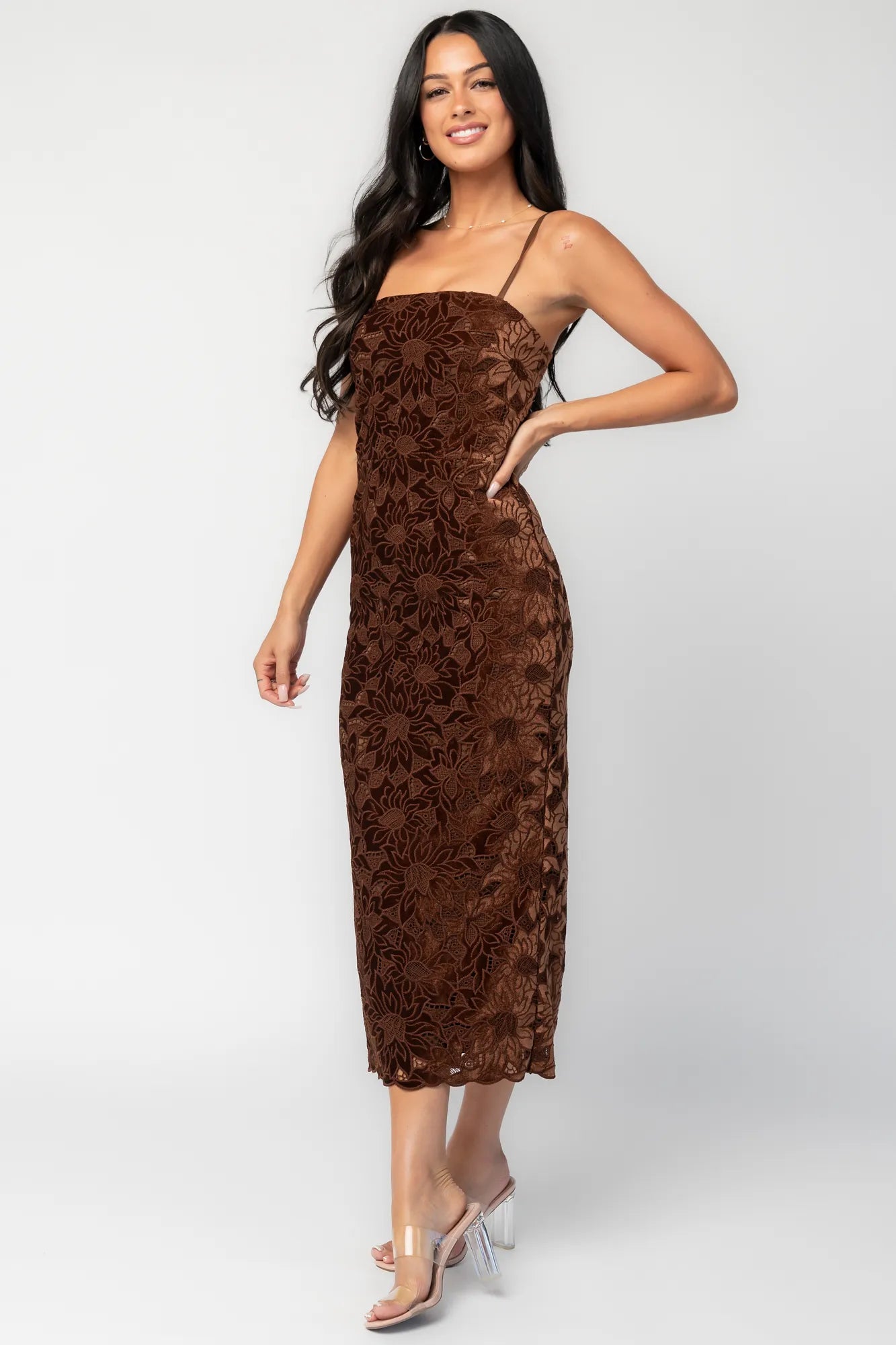 Kensington Lace Midi Dress | Espresso Secondary image