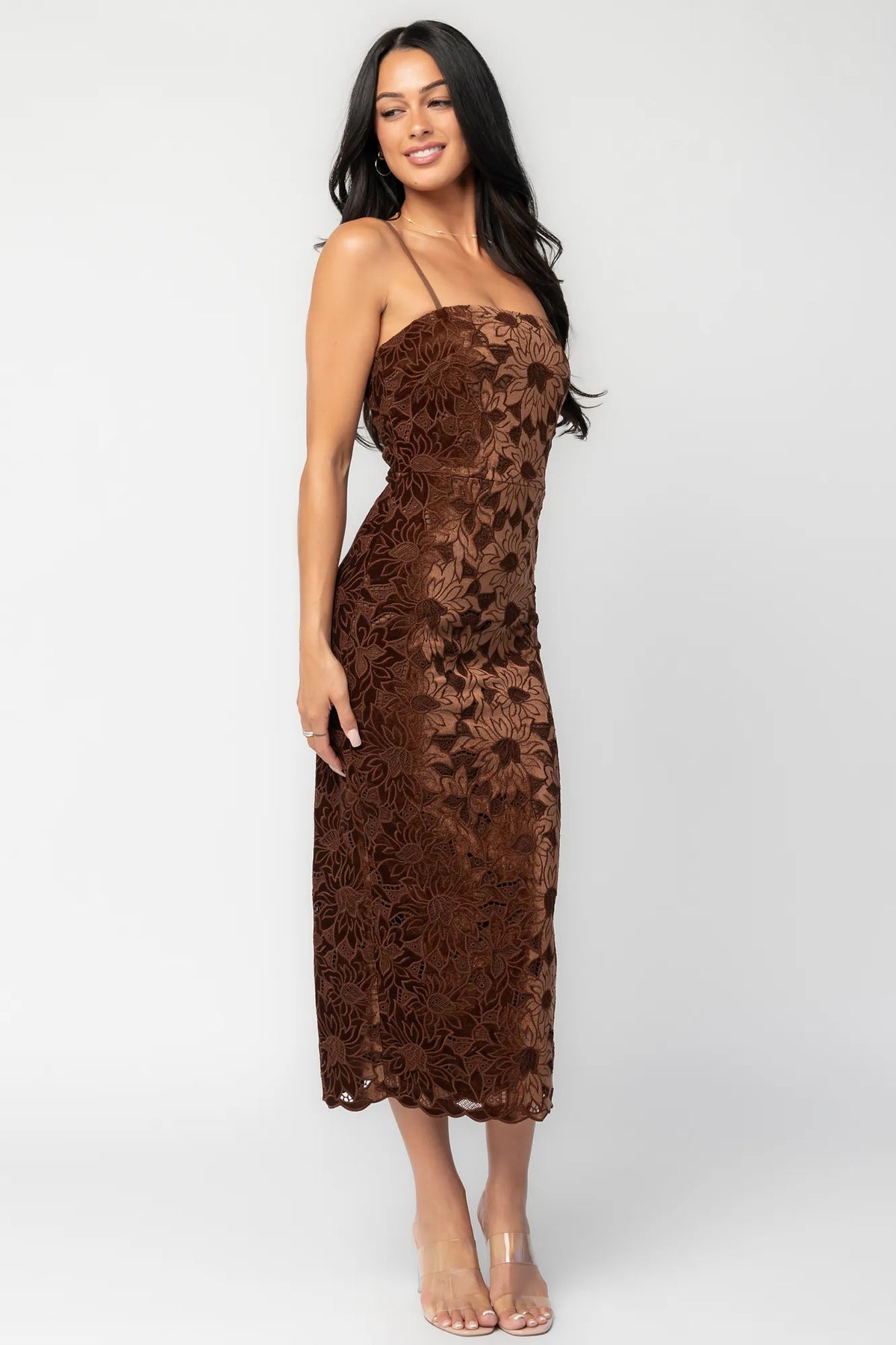 Kensington Lace Midi Dress | Espresso