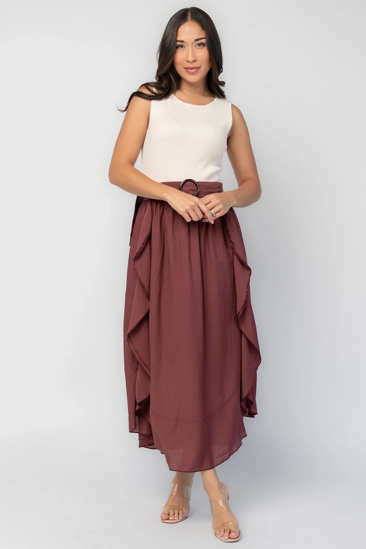Stacy Midi Dress | Ivory + Mahogany
