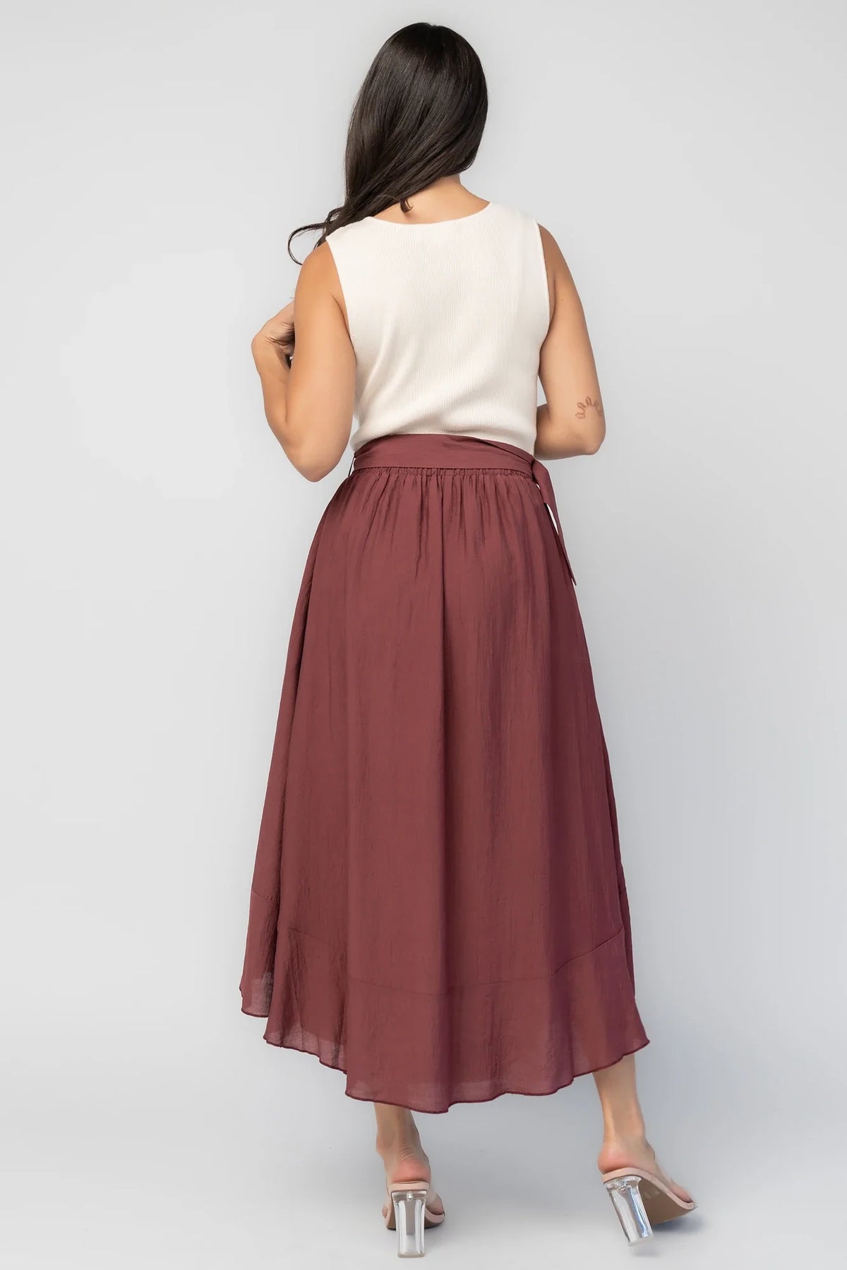 Stacy Midi Dress | Ivory + Mahogany