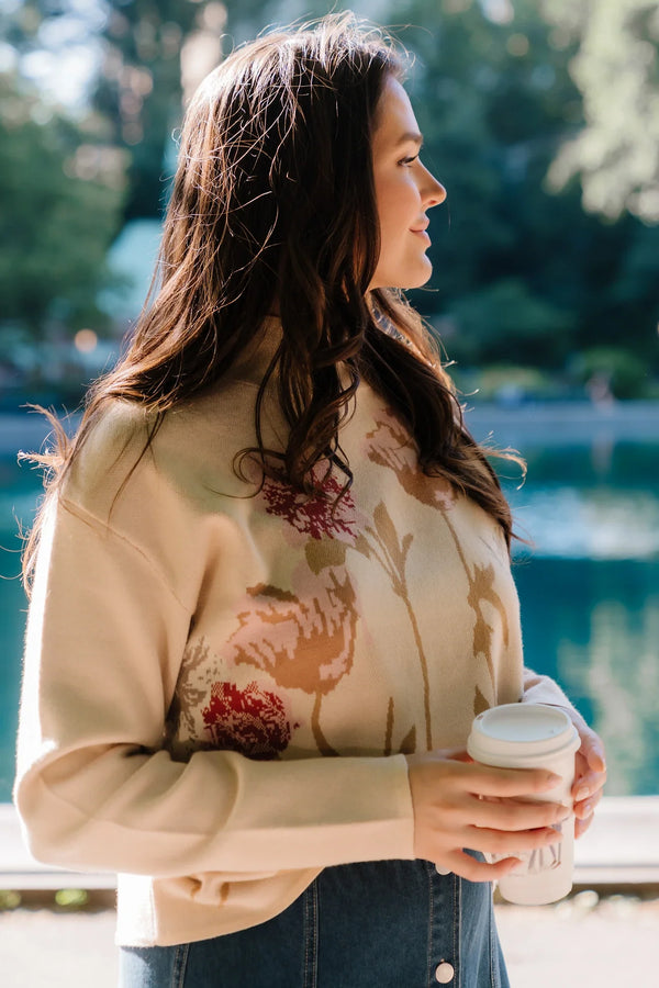Marlowe Flower Sweater | Natural