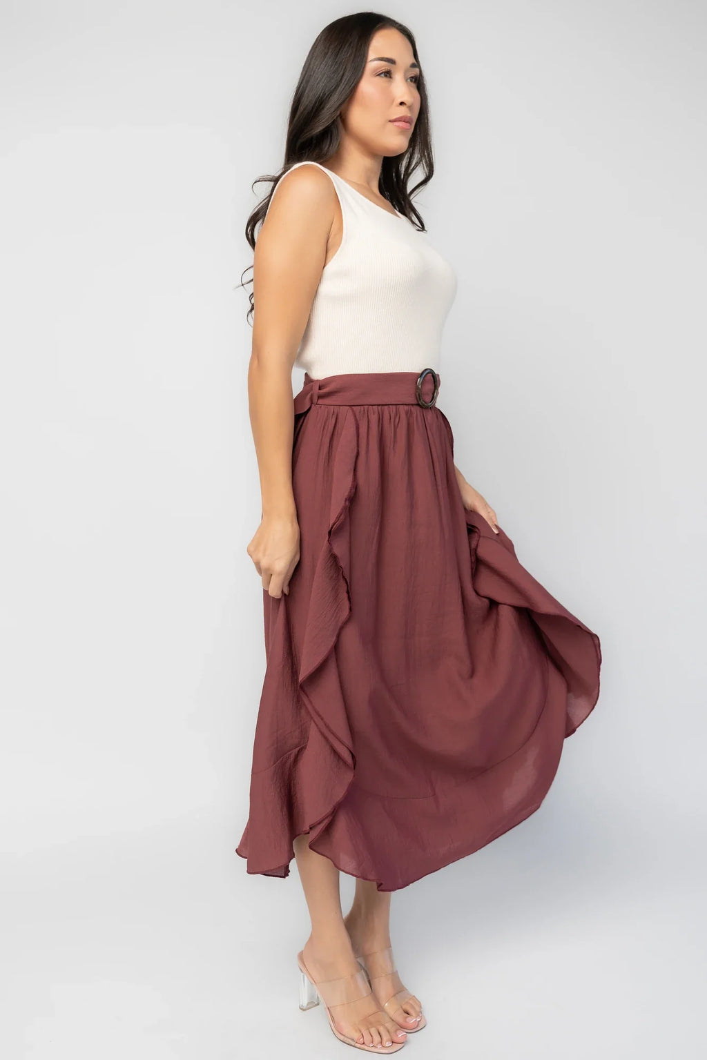 Stacy Midi Dress | Ivory + Mahogany