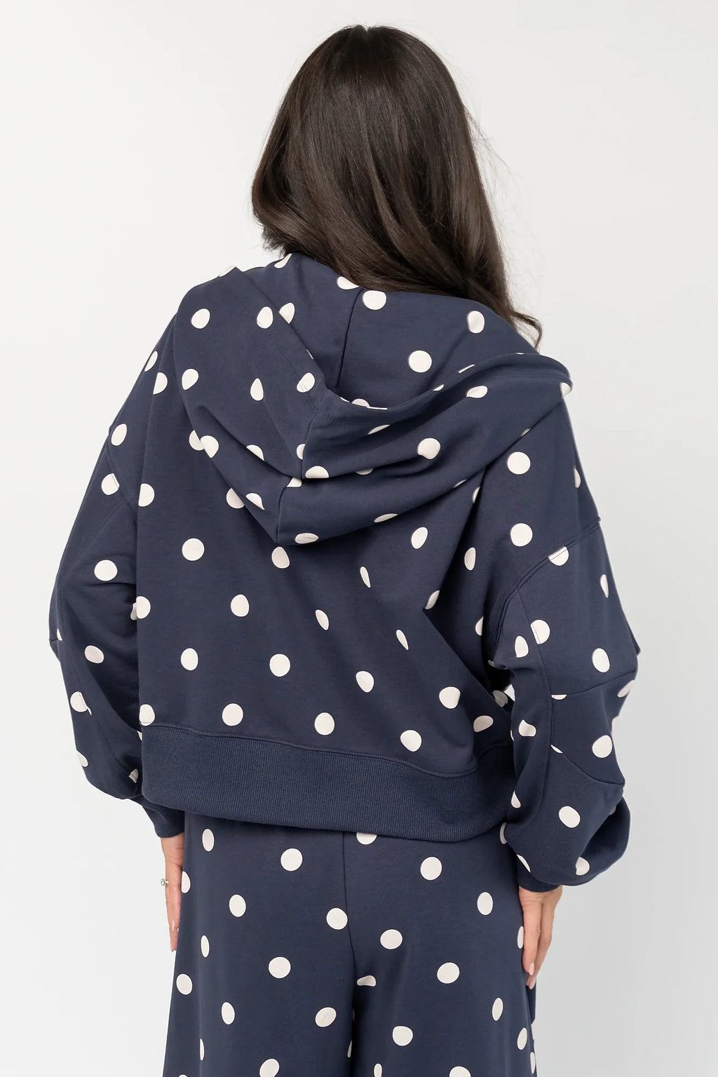 Lydia Zip Up Hoodie | Navy Dot