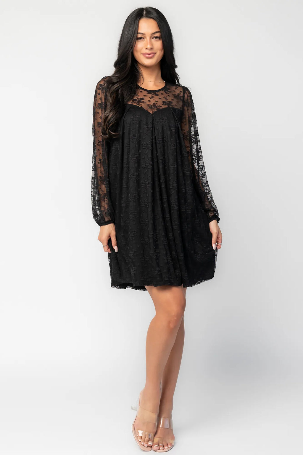 Cityscape Lace Short Dress | Black