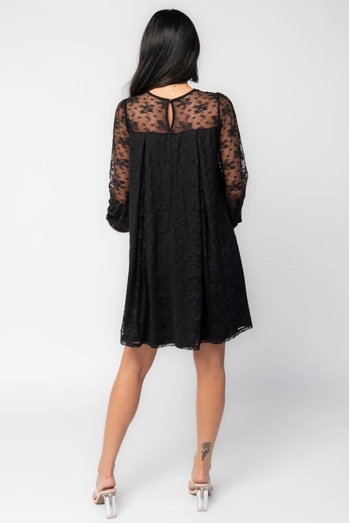Cityscape Lace Short Dress | Black