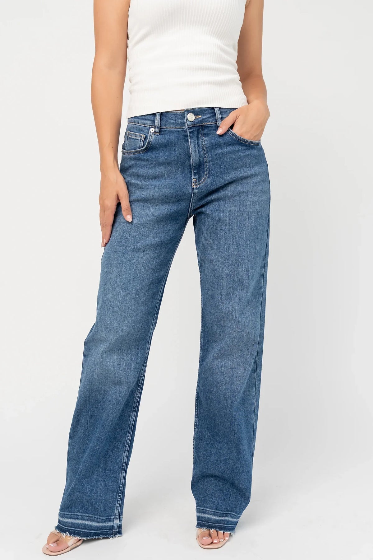 Bria High Rise Wide Leg Jeans | Medium Wash Main image