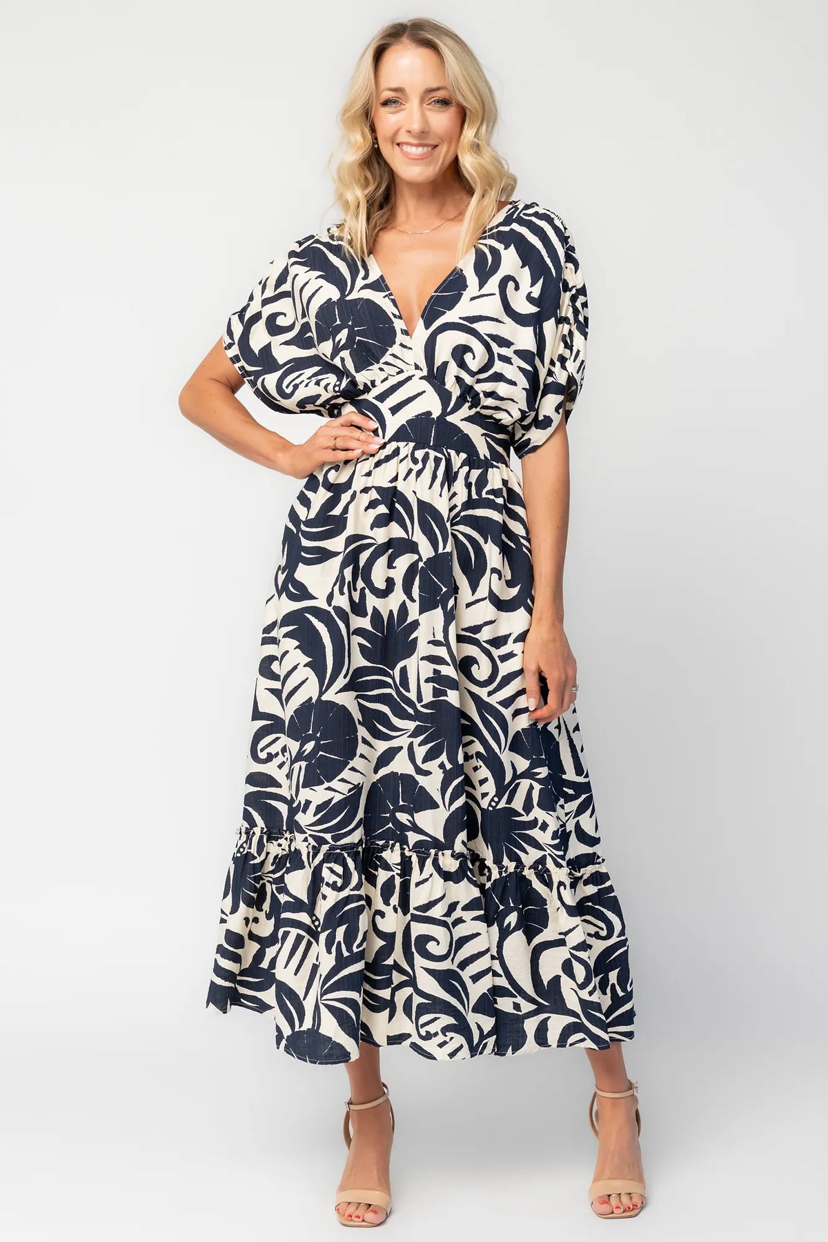 Mata Midi Dress | Navy + Cream Floral Main image