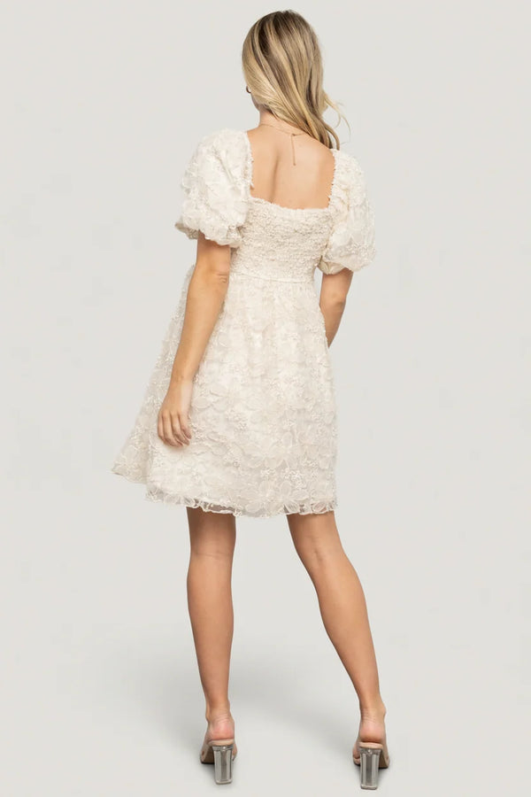 Carolina Embroidered Short Dress | Cream