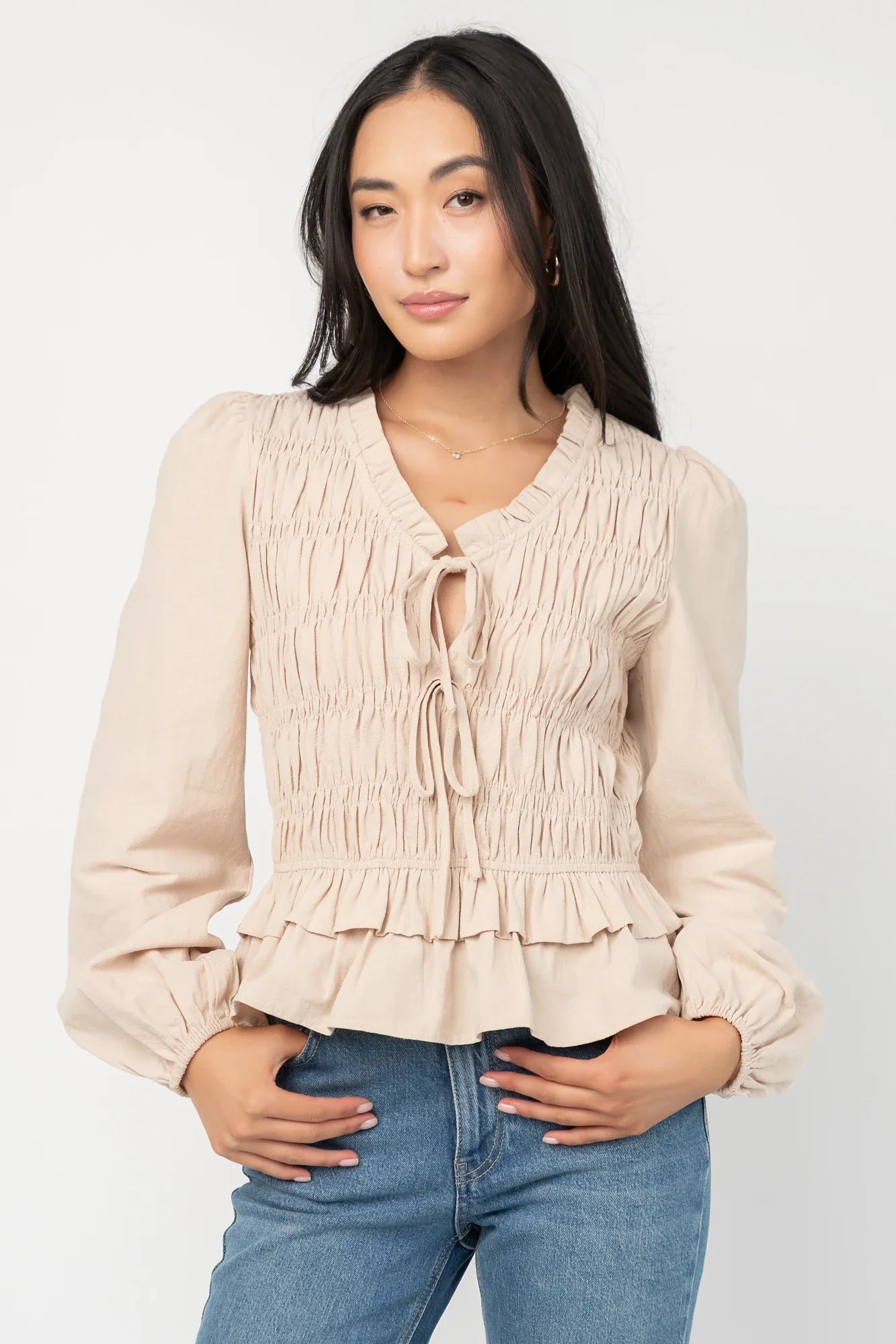 Marnie Smocked Top | Natural Secondary image