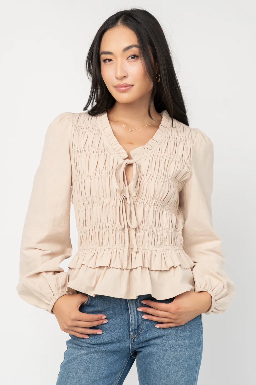 Marnie Smocked Top | Natural