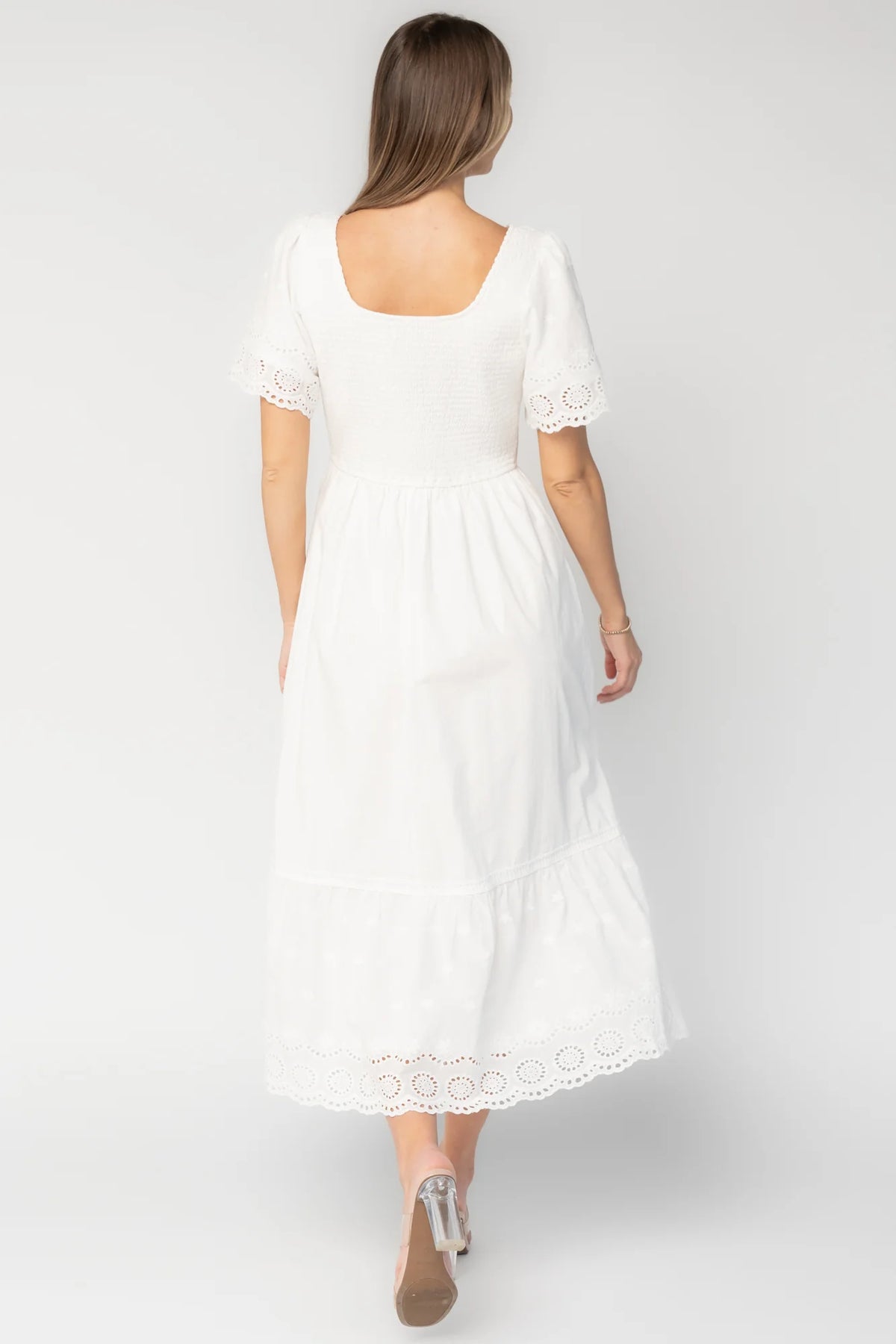 Maddy Eyelet Midi Dress | Off White