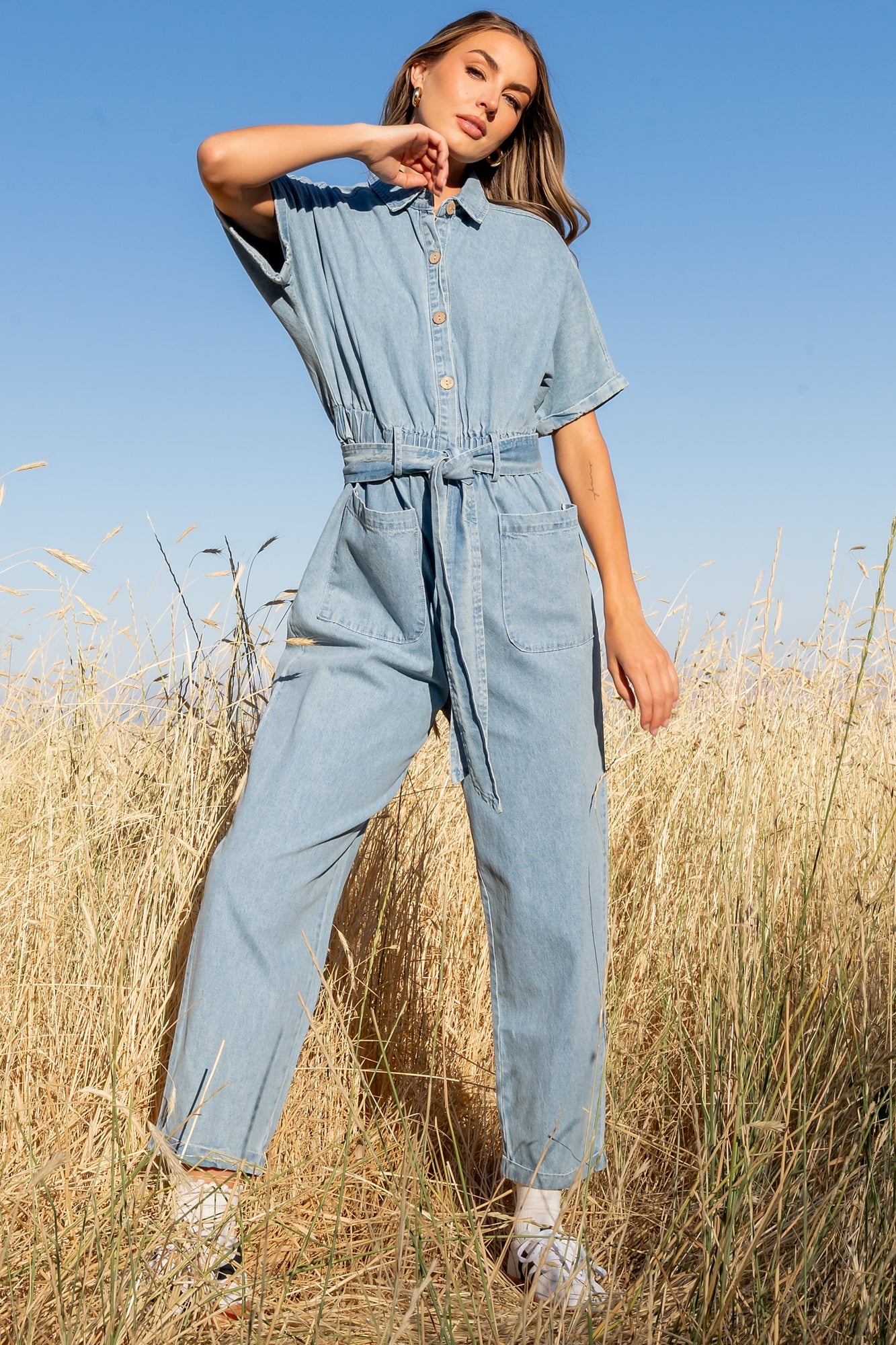 Mateo Button Up Jumpsuit | Denim Secondary image