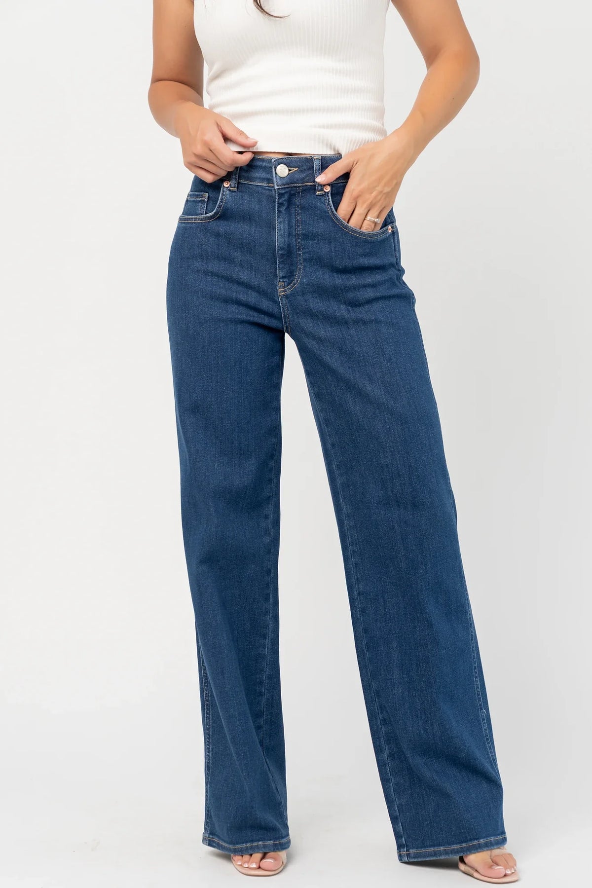 Vesper Mid Rise Wide Leg Jeans | Dark Wash Main image