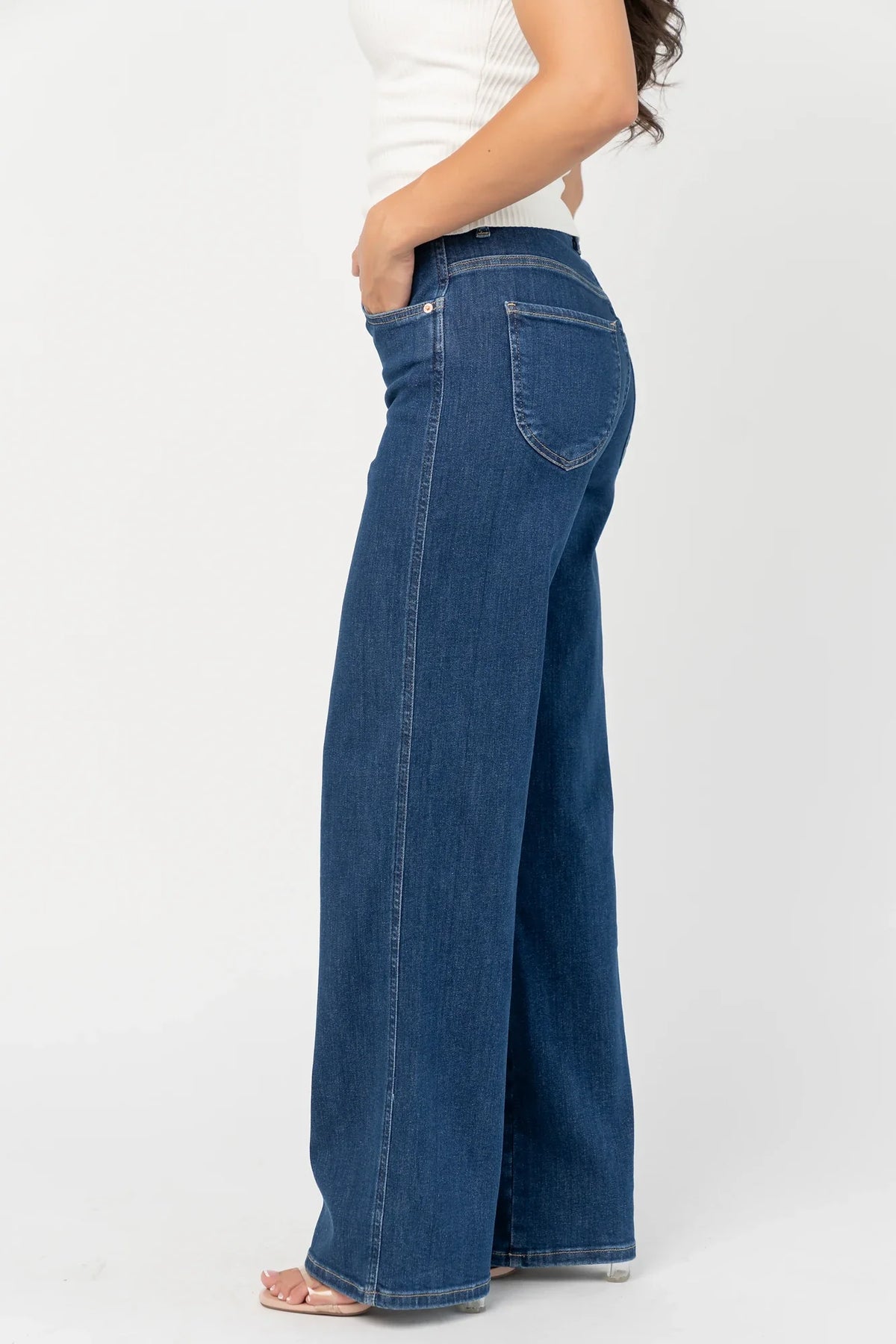 Vesper Mid Rise Wide Leg Jeans | Dark Wash