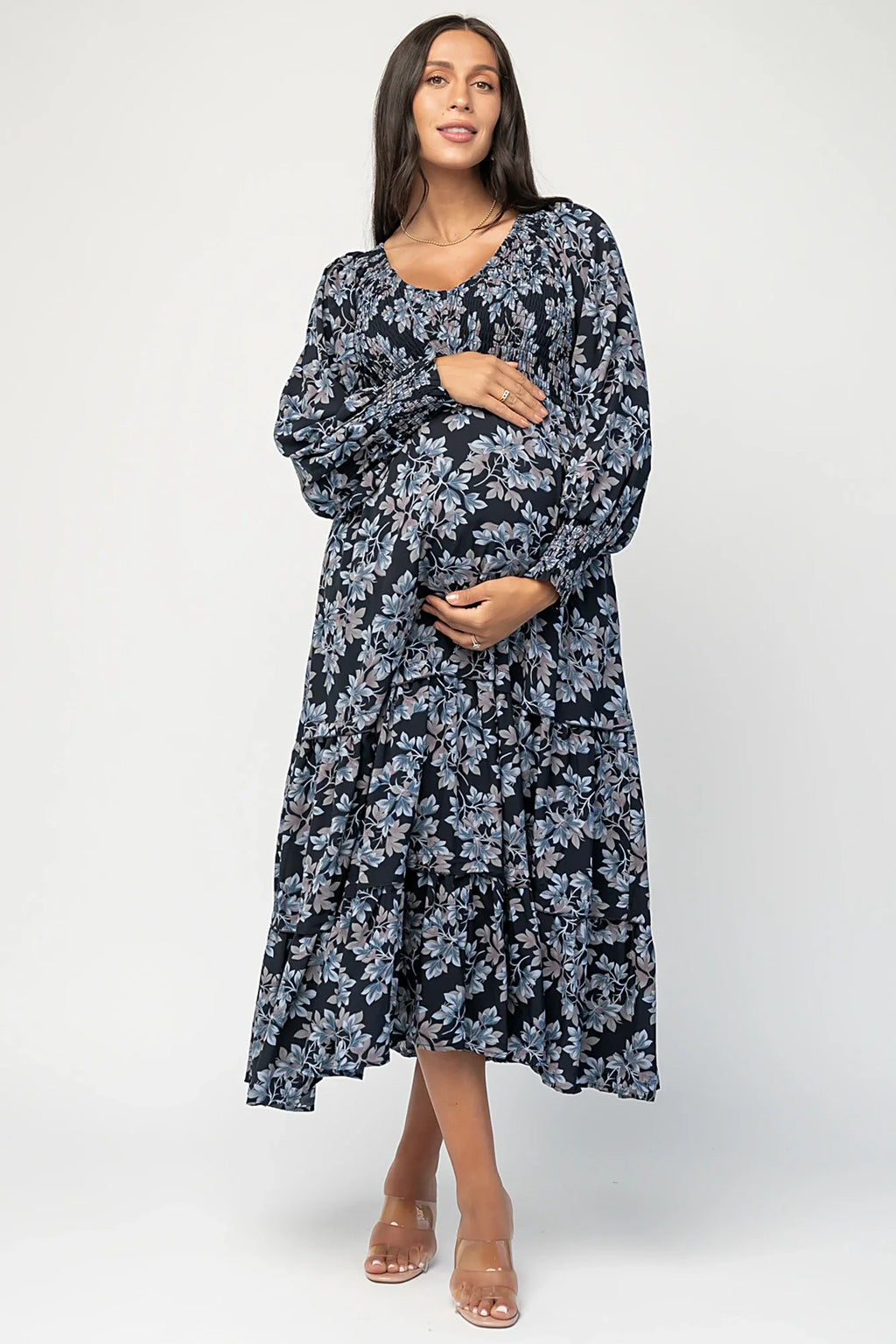 Rayna Smocked Dress | Midnight + Blue Floral