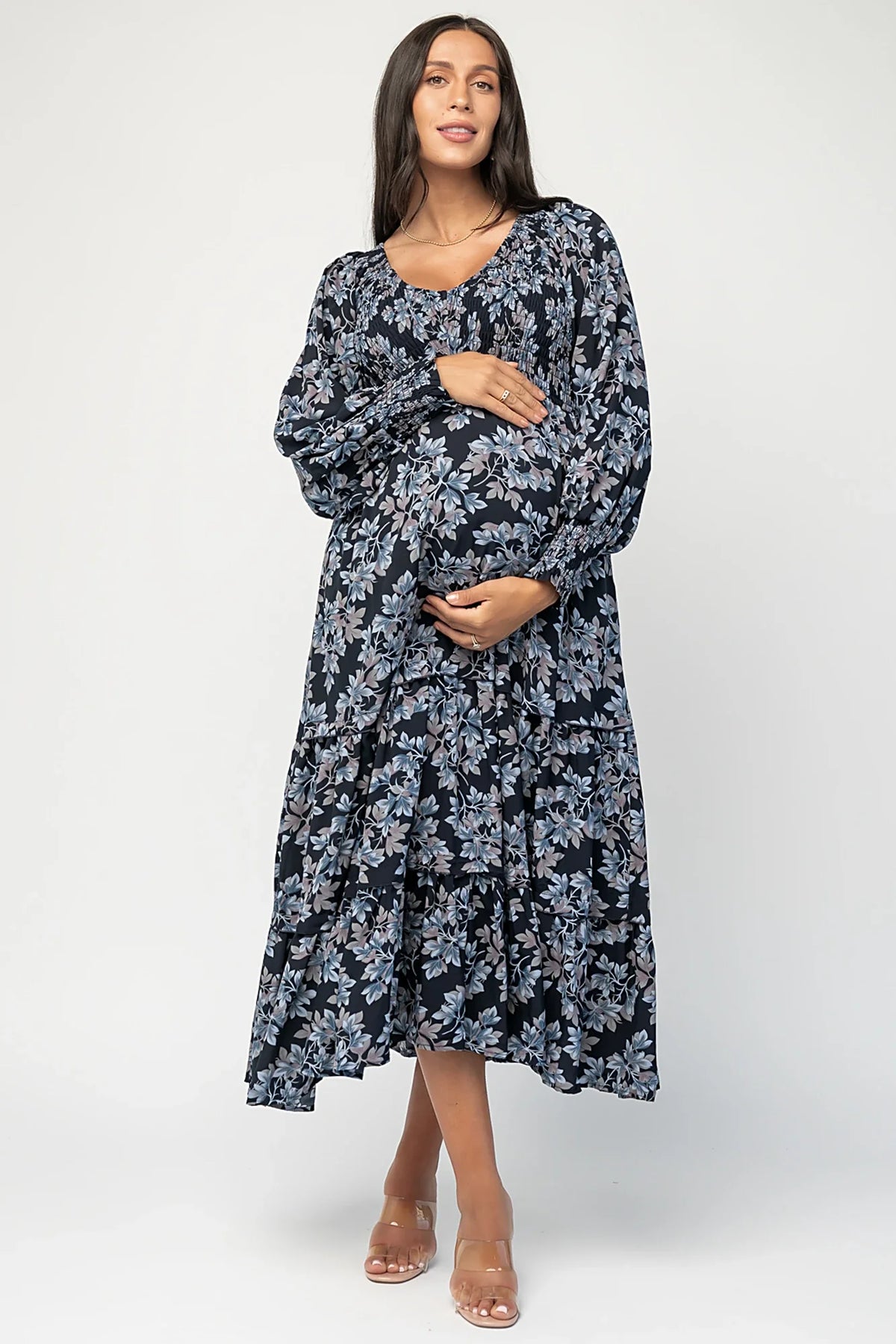 Rayna Smocked Dress | Midnight + Blue Floral