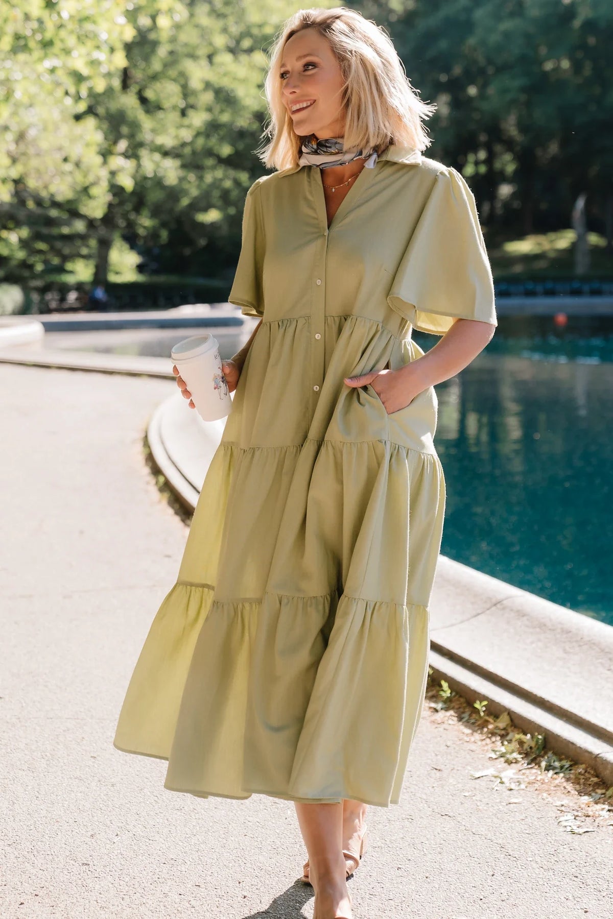 Westbury Tiered Midi Dress | Sage Main image