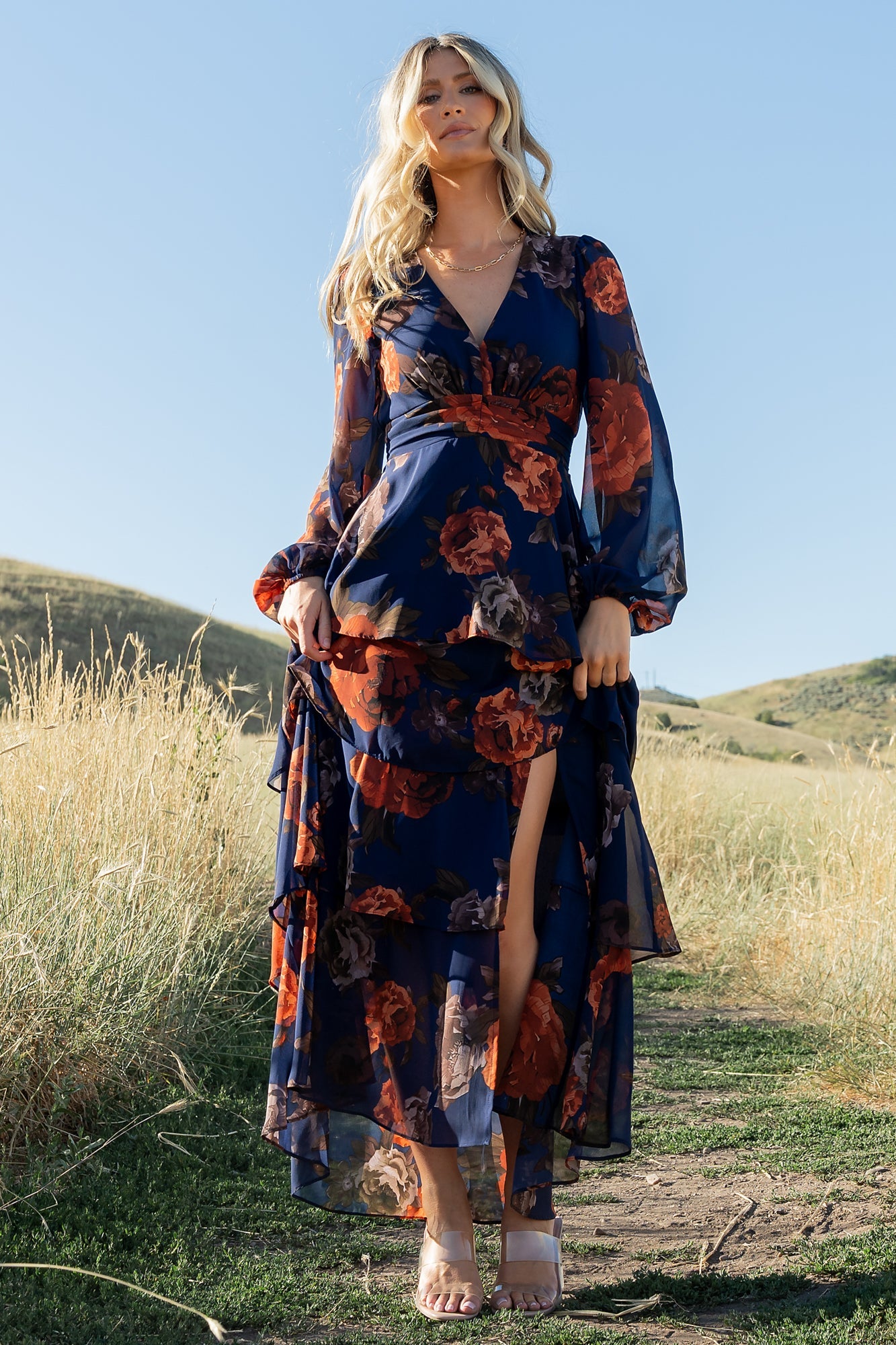 Mariella Tiered Maxi Dress | Navy + Rust Secondary image