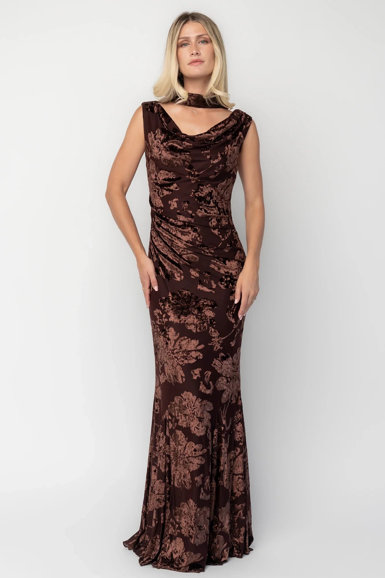 Juilliard Velvet Maxi Dress | Brown Secondary image