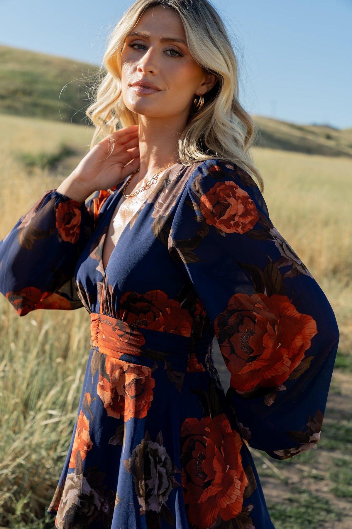 Mariella Tiered Maxi Dress | Navy + Rust