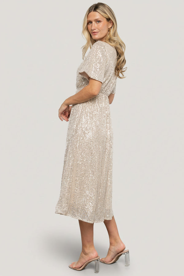 Mayfair Sequin Midi Dress | Champagne