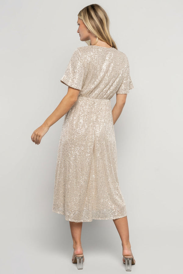 Mayfair Sequin Midi Dress | Champagne
