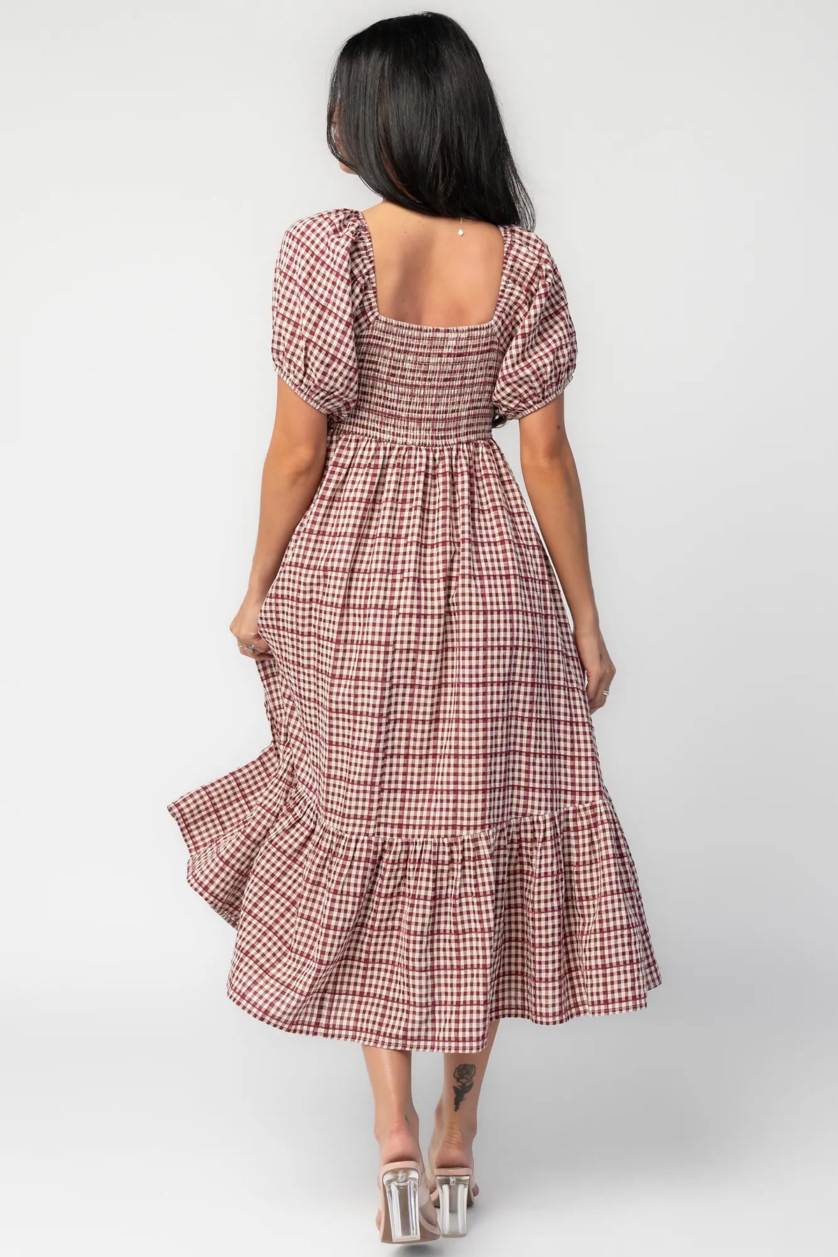 Emerey Sweetheart Midi Dress | Berry Gingham