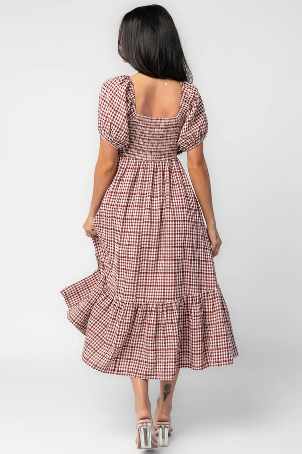 Emerey Sweetheart Midi Dress | Berry Gingham