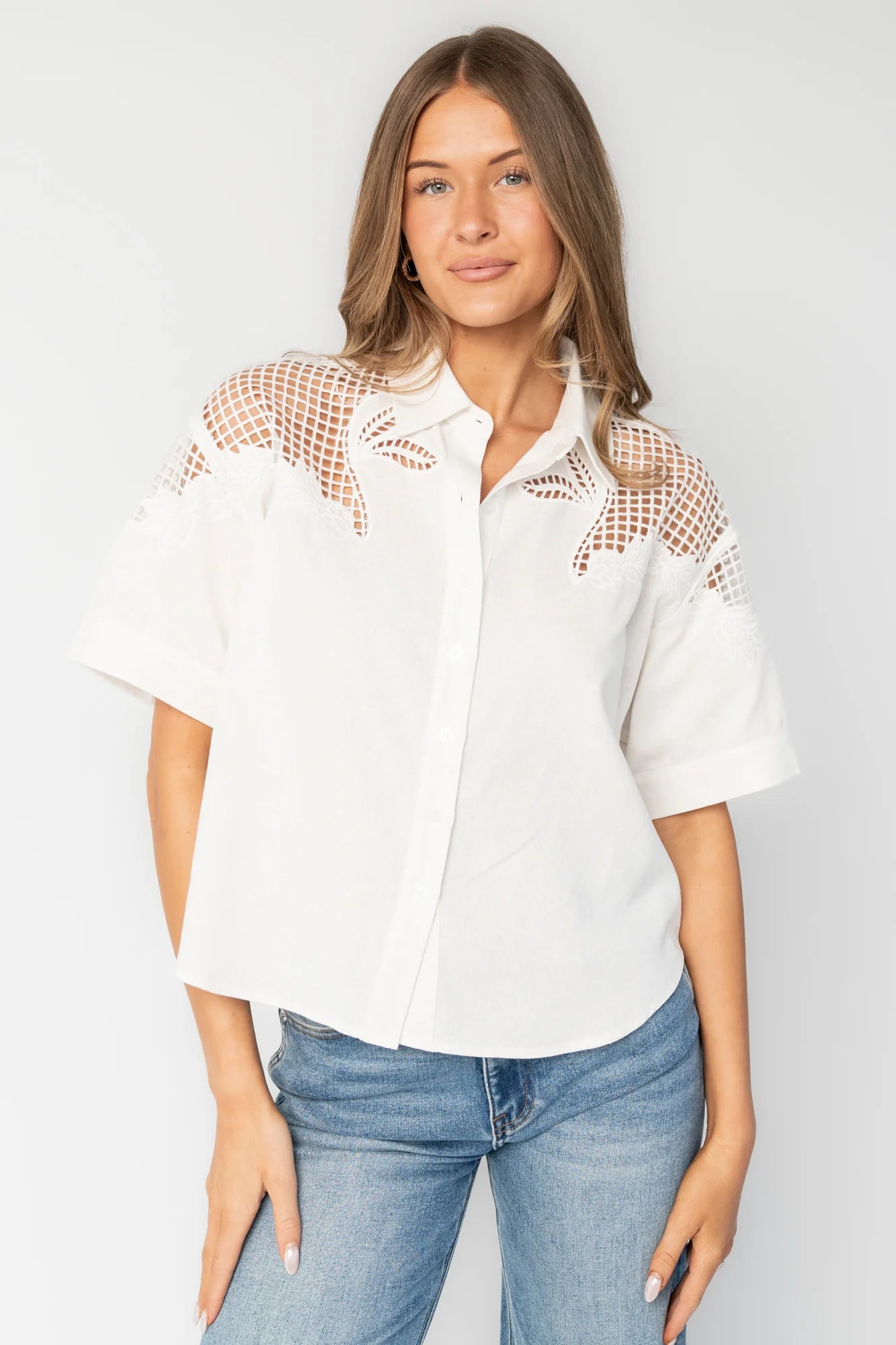 Jordin Embroidered Top | Off White Secondary image