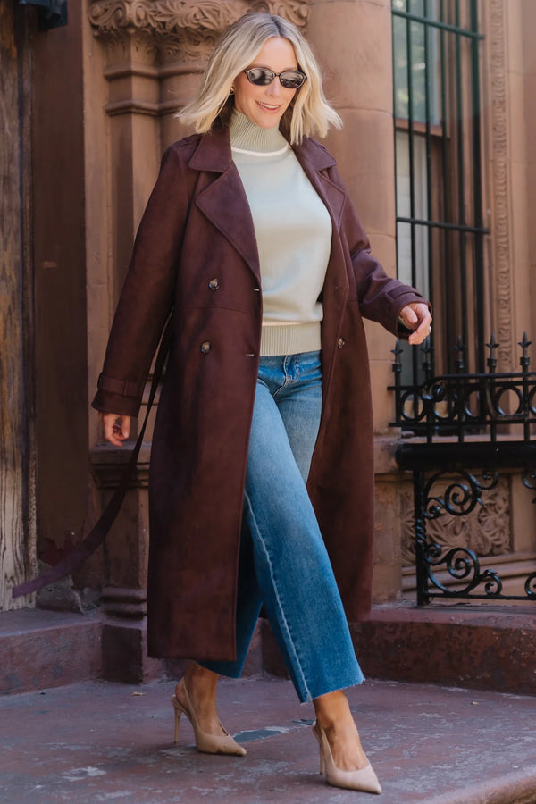 Carnegie Coat | Brown Suede