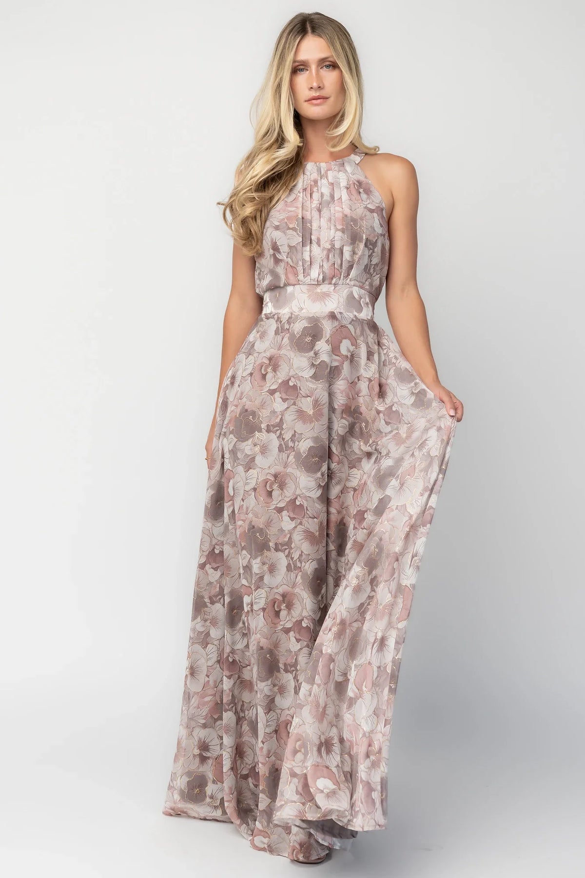 Tinsley Metallic Maxi Dress | Dusty Mauve Main image