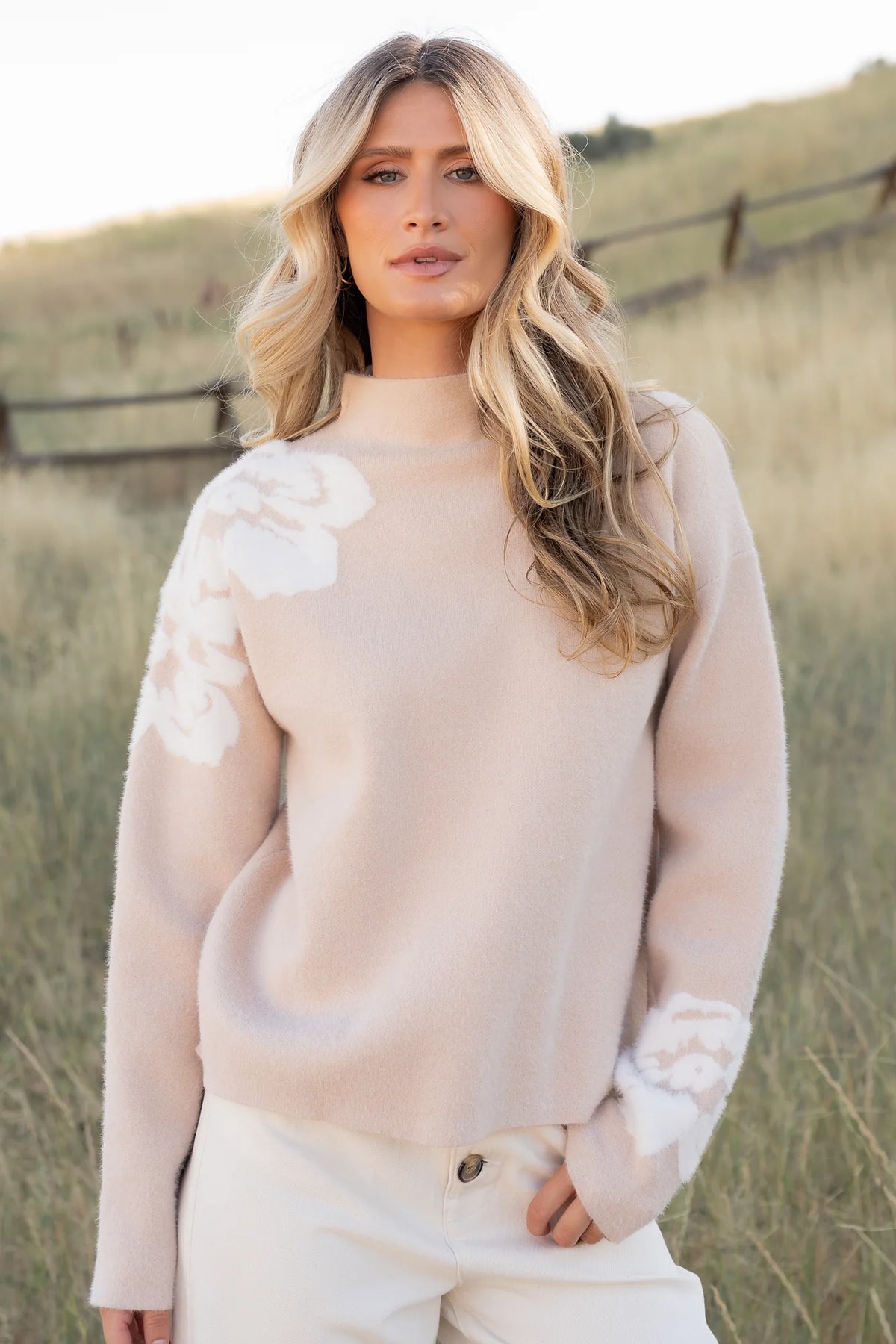 Oda Floral Sweater | Natural + Off White Main image