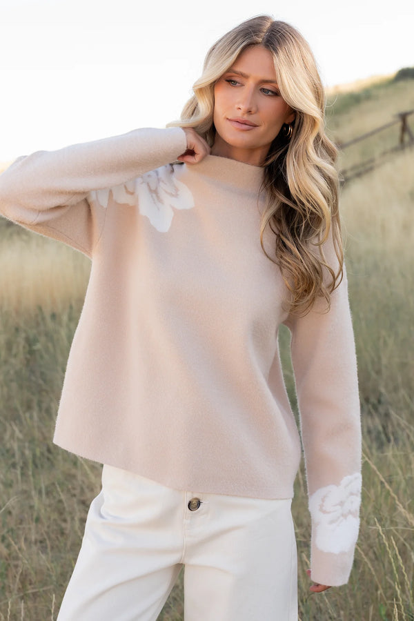 Oda Floral Sweater | Natural + Off White
