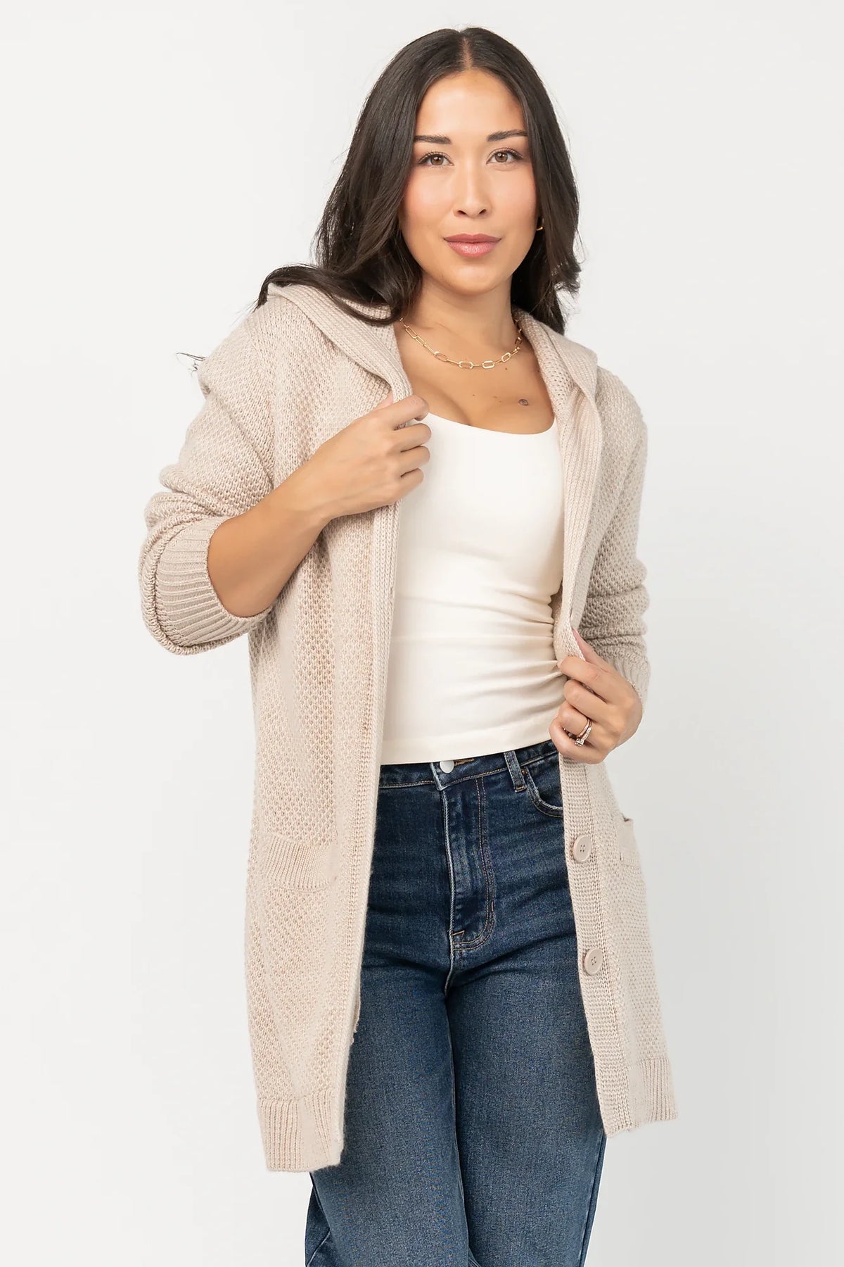 Katrine Hooded Cardigan | Oatmeal Main image