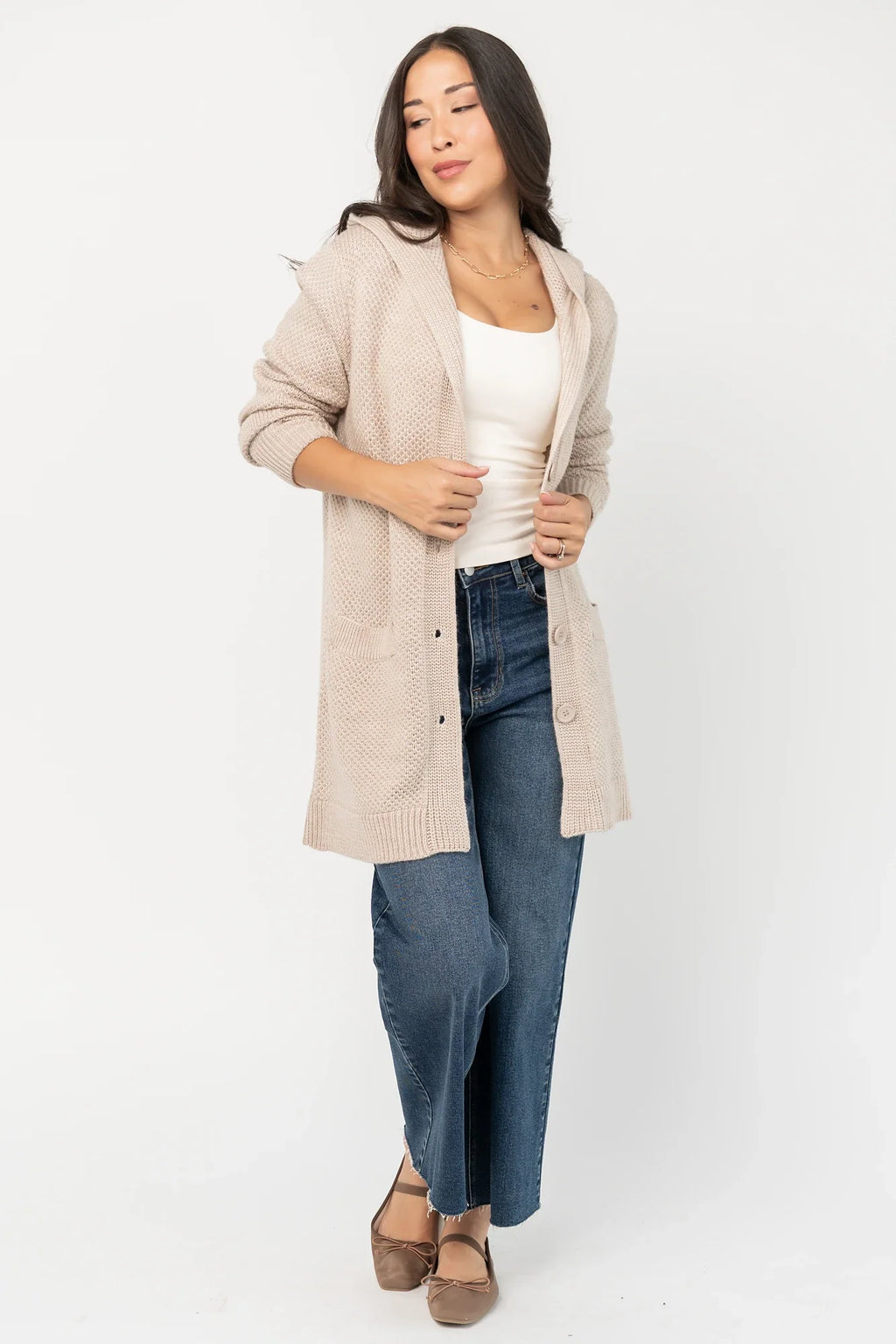 Katrine Hooded Cardigan | Oatmeal