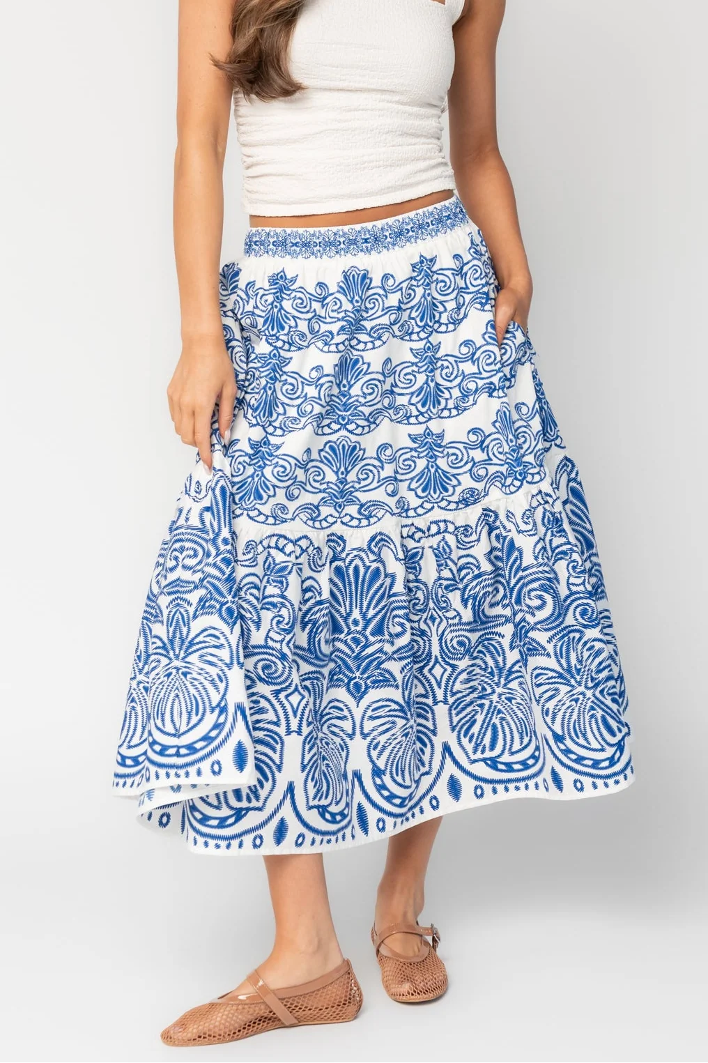 Patience Skirt | White + Blue Main image