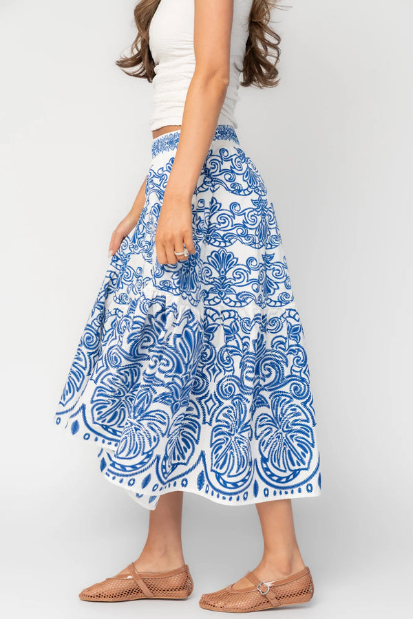 Patience Skirt | White + Blue