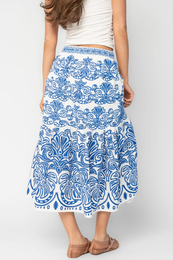 Patience Skirt | White + Blue