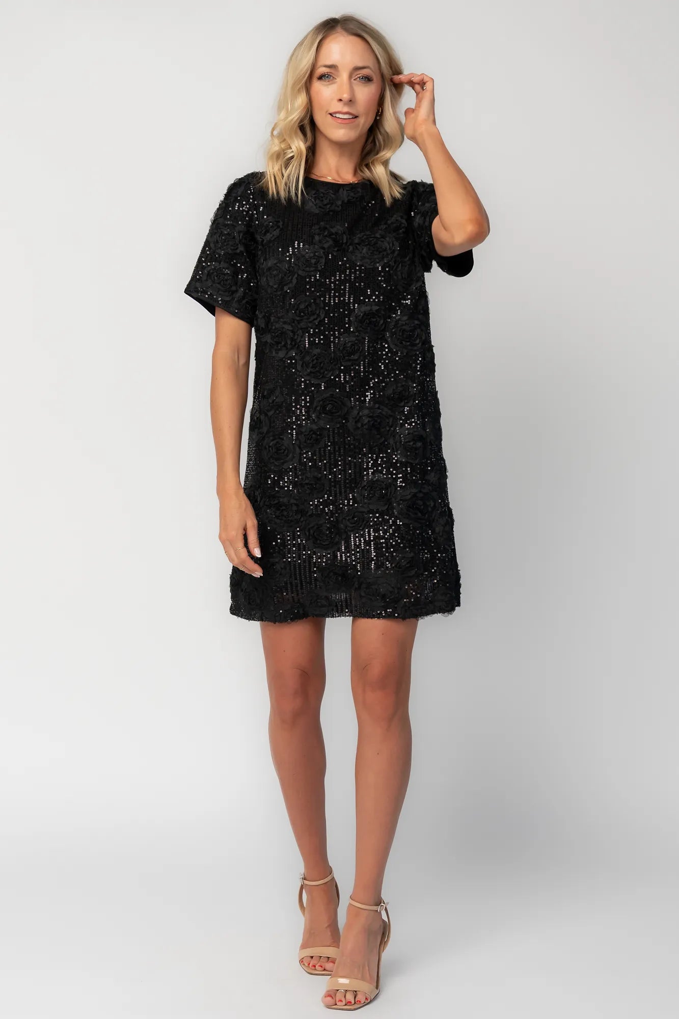 Rhea Sequin Short Dress | Black Secondary image