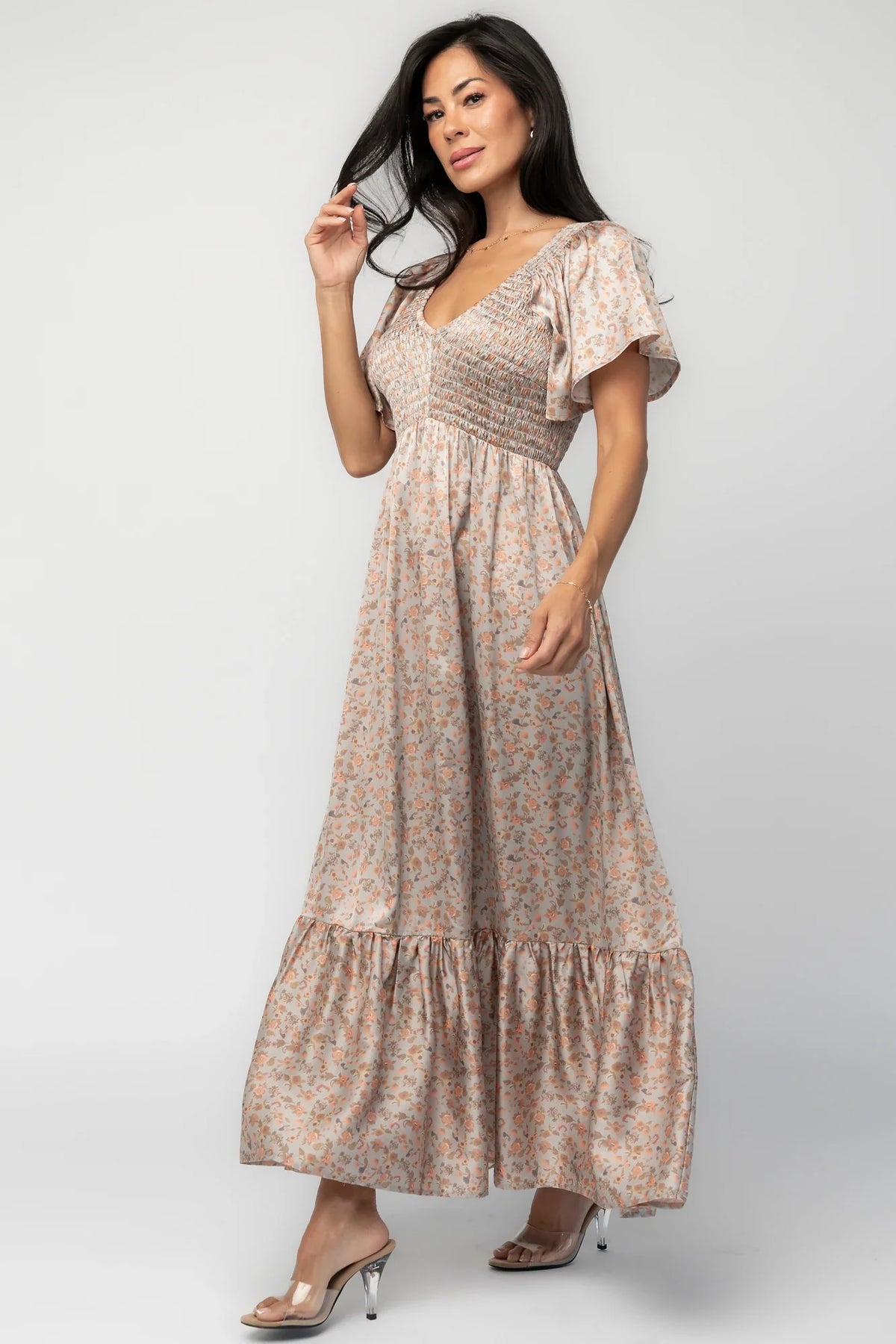 Rosie Smocked Dress | Sage Floral