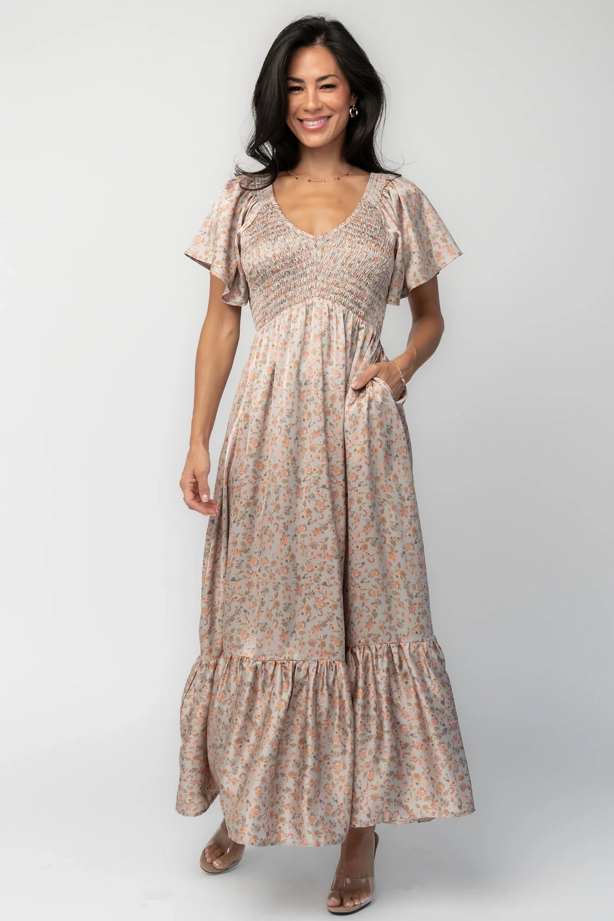 Rosie Smocked Dress | Sage Floral Main image