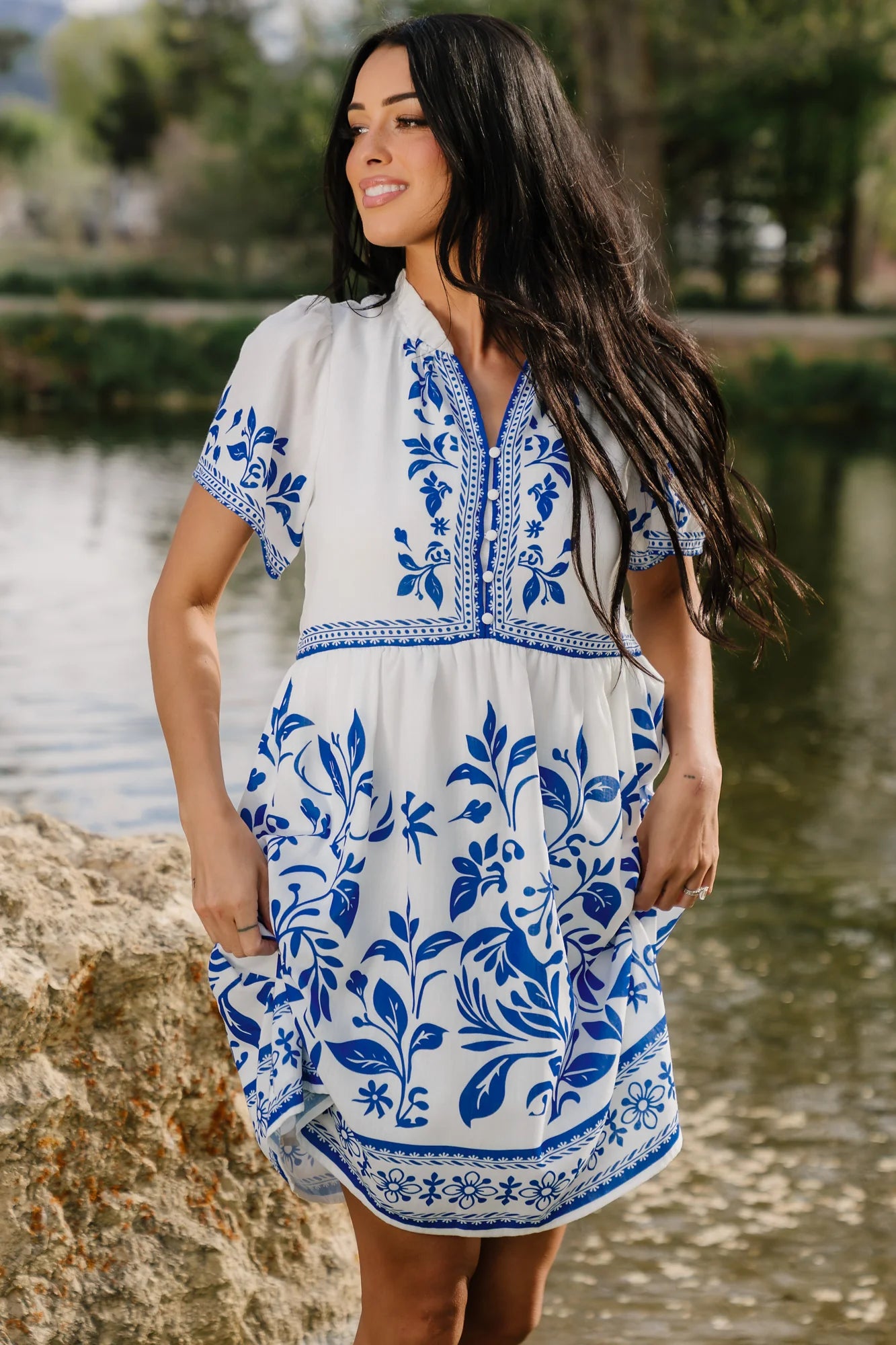 Palomina Short Dress | Cobalt Print Secondary image