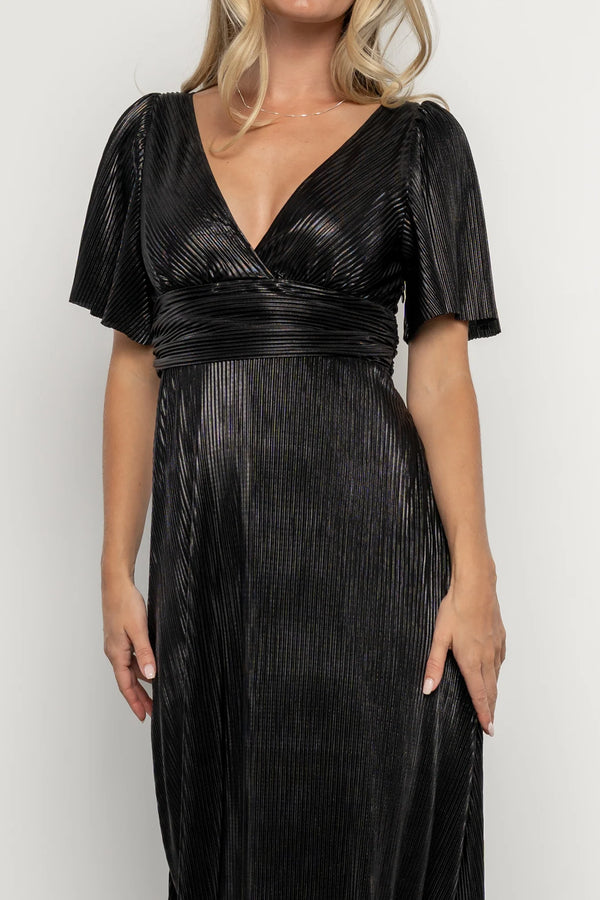 Venetian Pleated Gown | Black