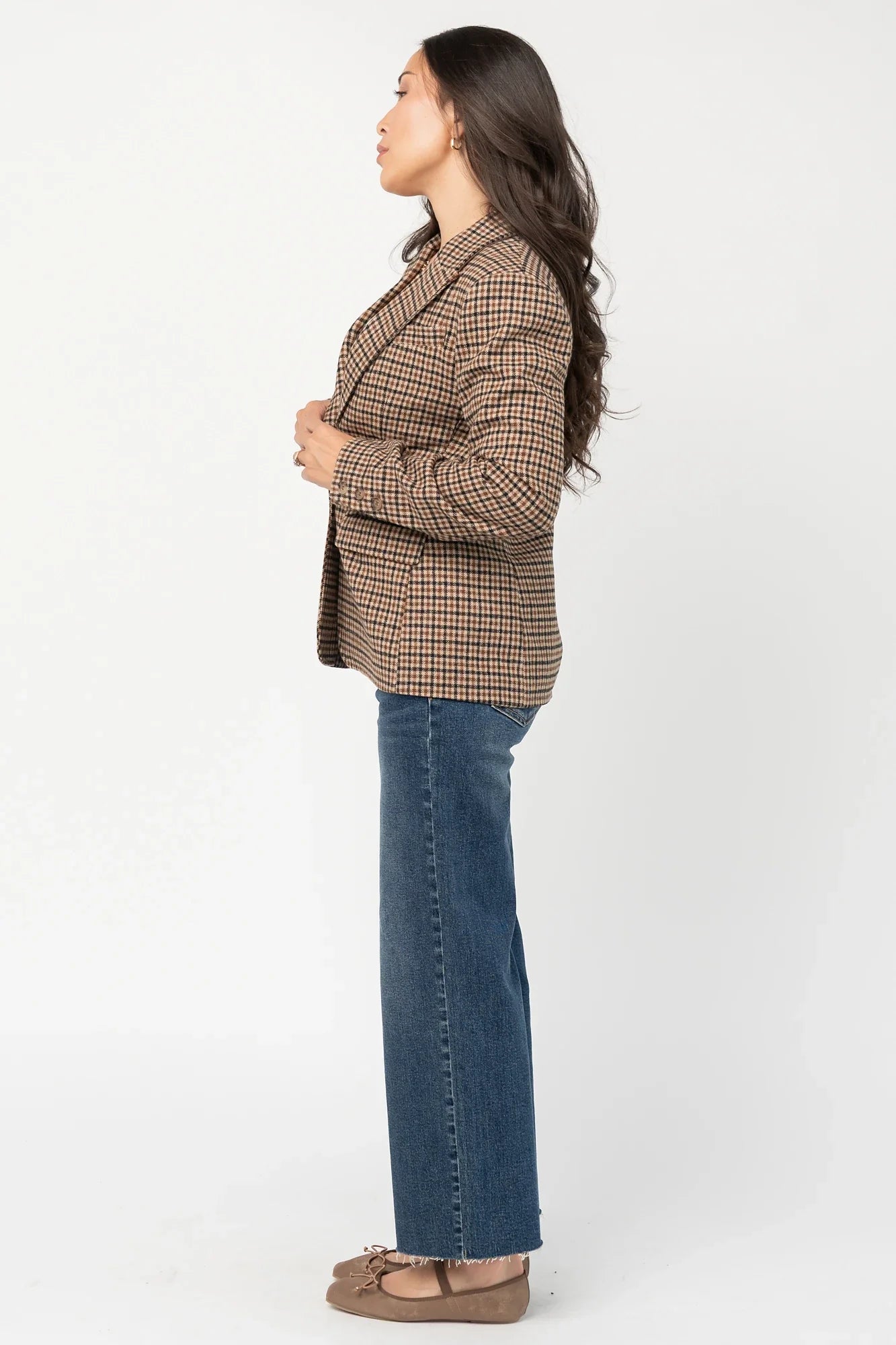 Damien Plaid Blazer | Black + Camel Secondary image