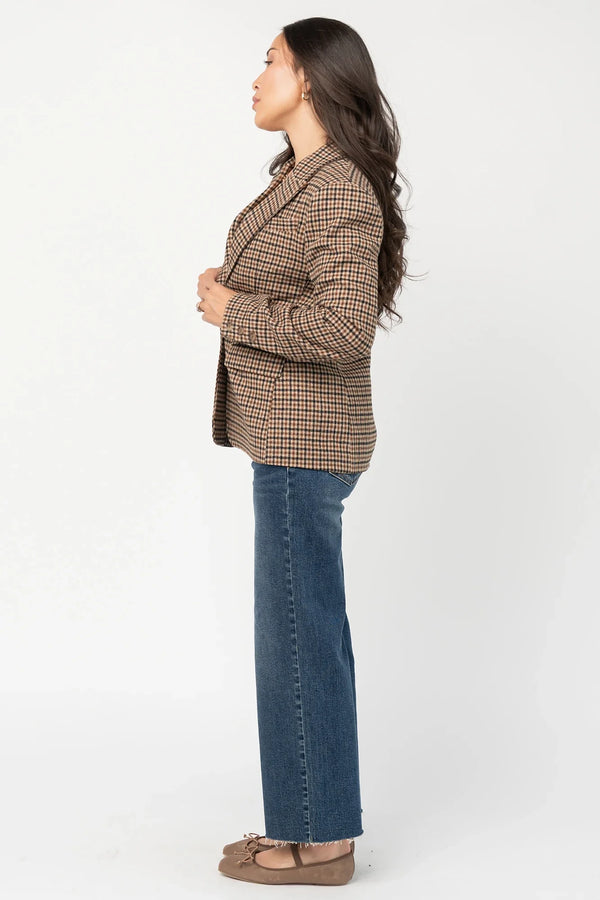 Damien Plaid Blazer | Black + Camel